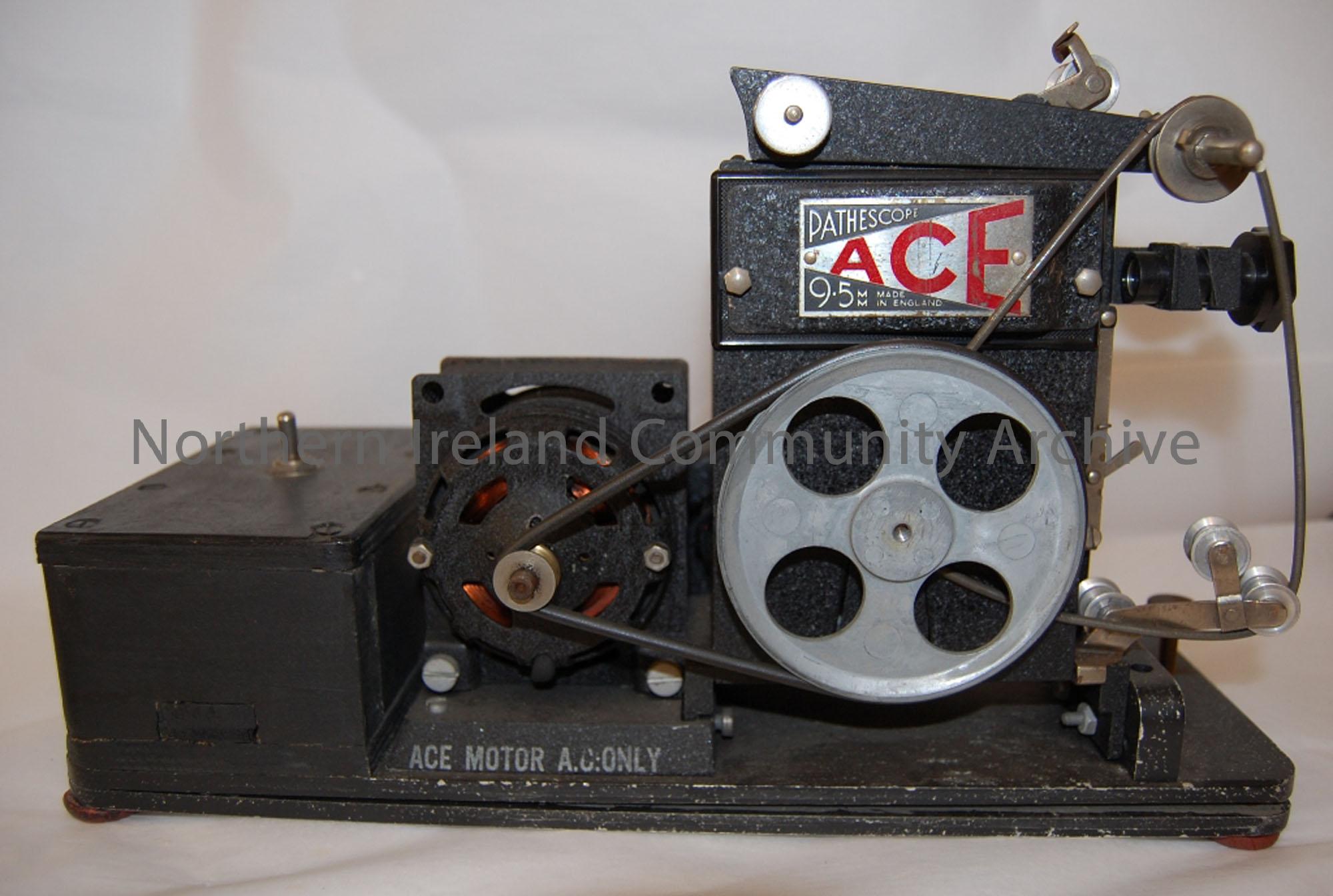 Pathescope 9.5mm silent film projector with added motor drive. Manufactured early 50’s.