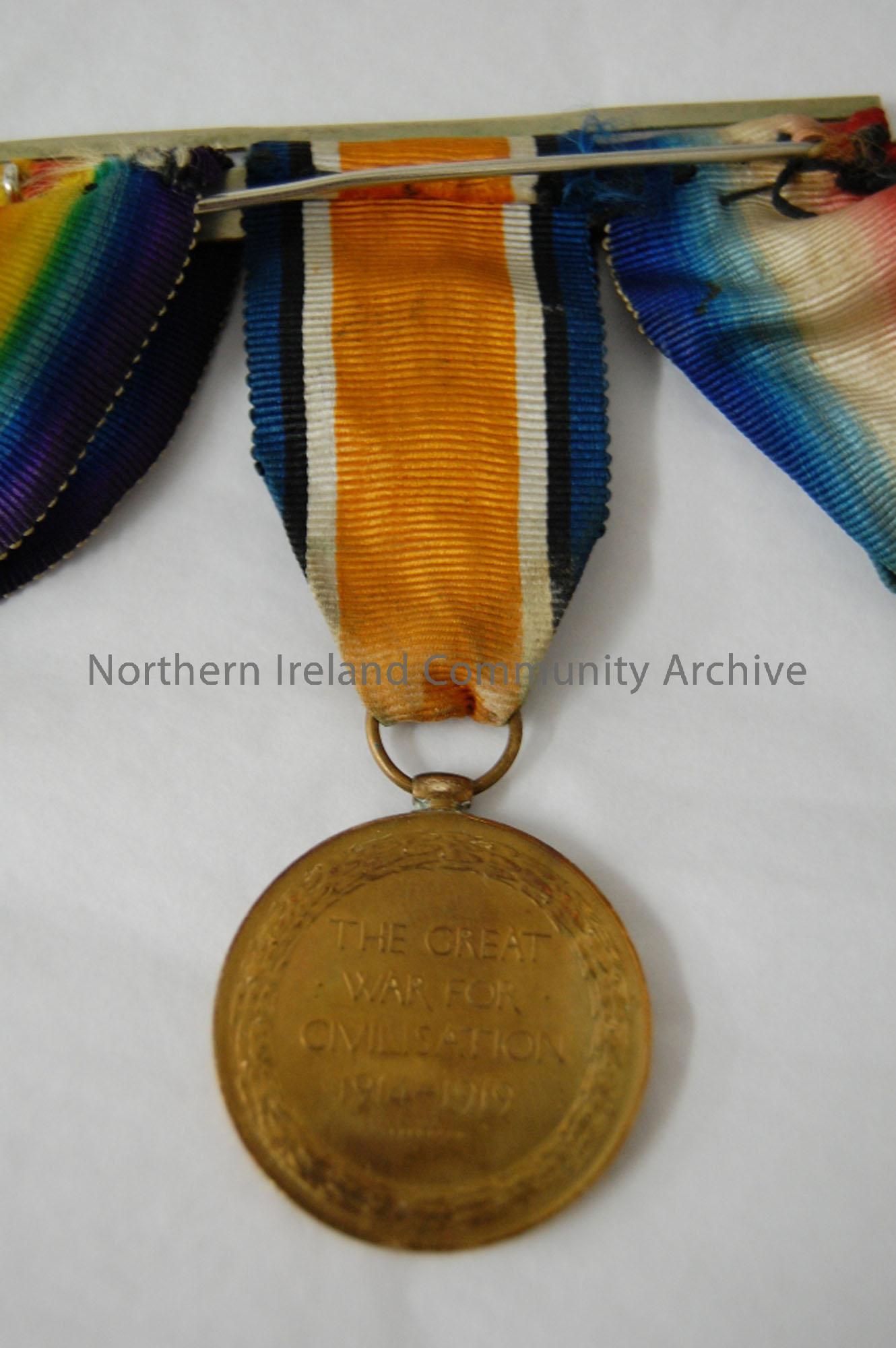 World War One Victory medal with original ribbon awarded to 11-16877 PTE.J.E.Megarry.R.IR.RIF
