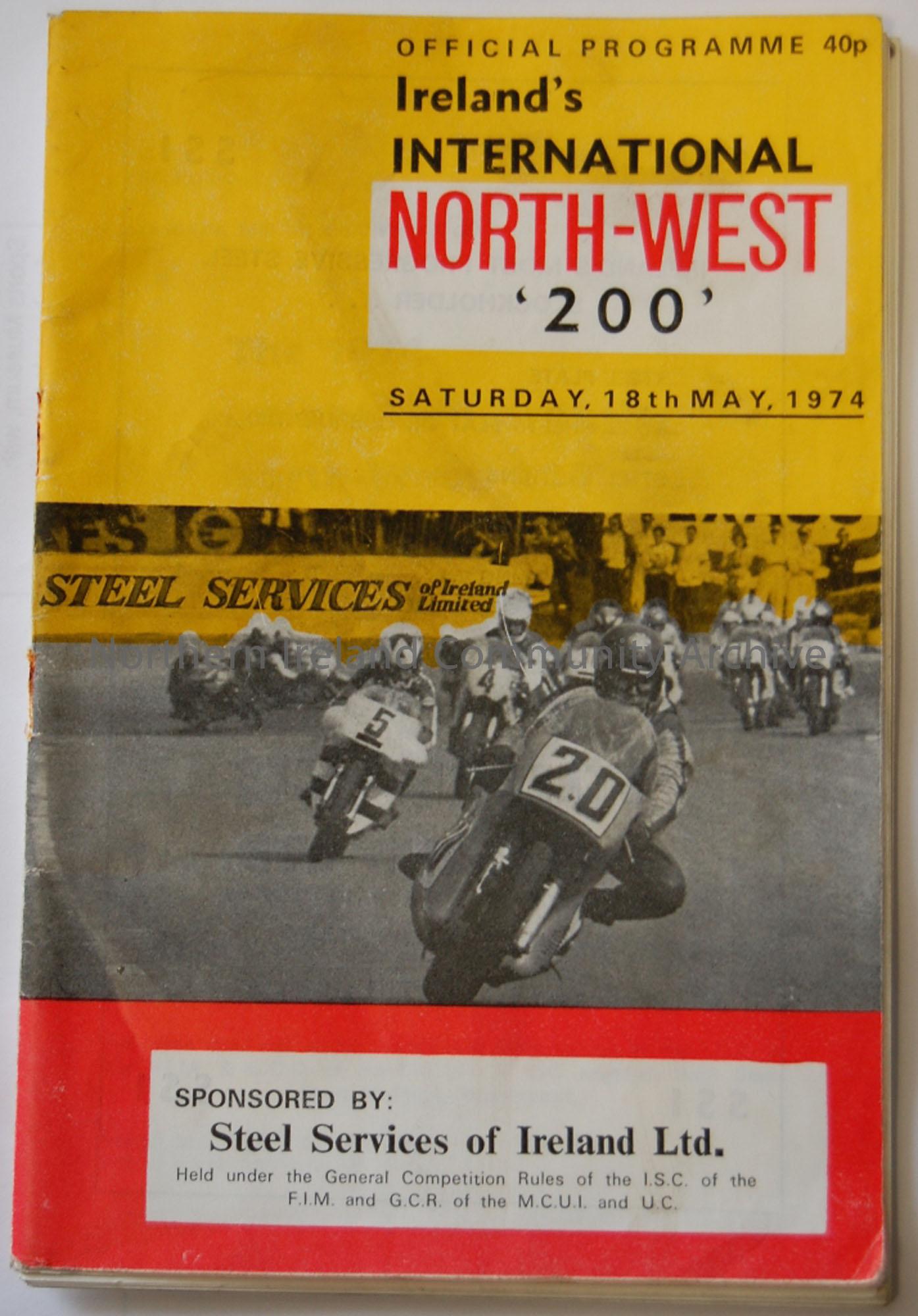 Official Souvenir programme- Ireland’s International North West 200 Saturday, 18th May, 1974