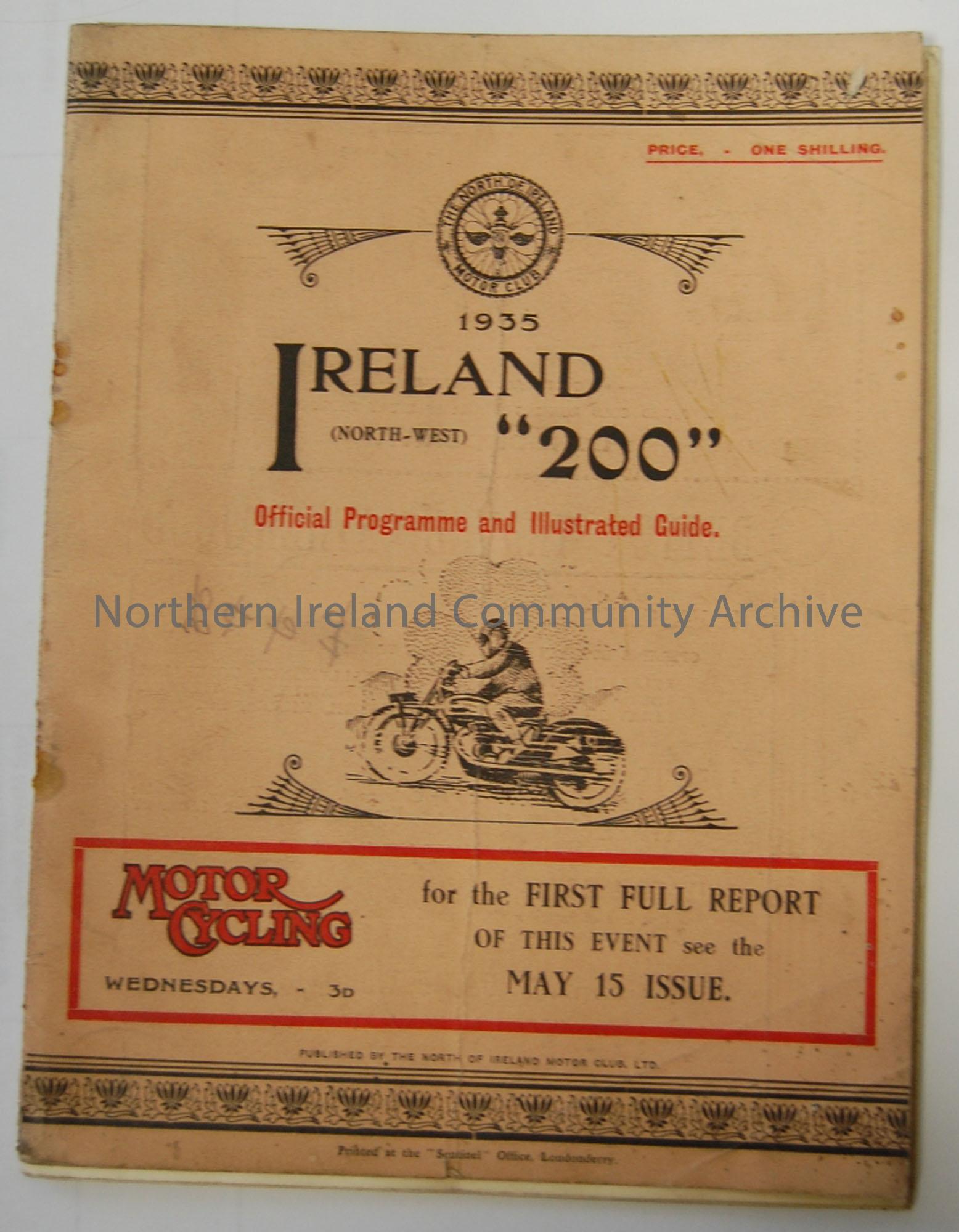 Official Souvenir programme- Ireland’s North-West 200 1935