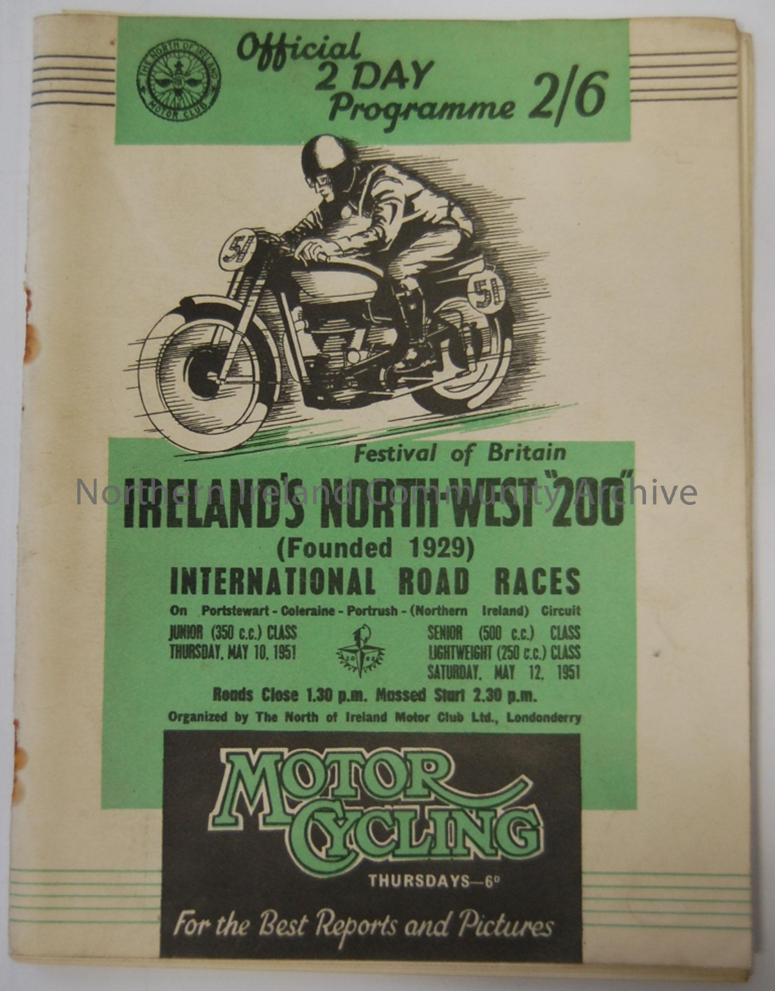 Official Souvenir programme- Ireland’s North-West 200 1951