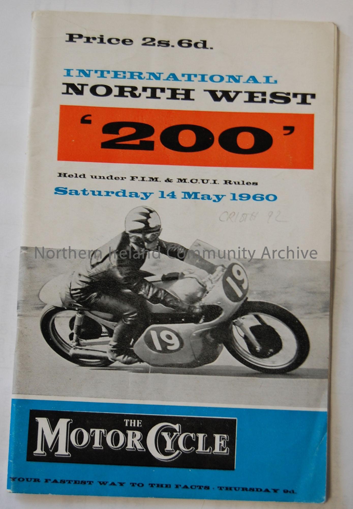 Official Souvenir programme- International North-West 200 Saturday 14 May 1960
