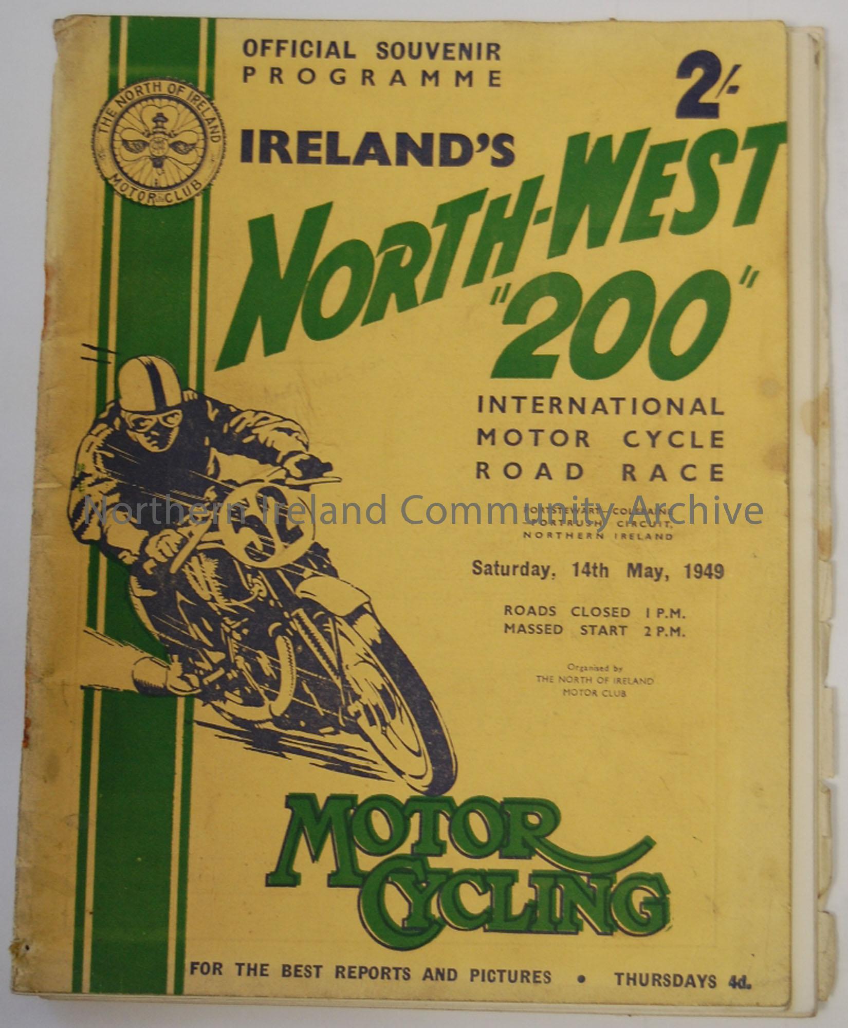 Official Souvenir programme- Ireland’s North-West ‘200’ International Motor cycle road race- Saturday 14th May, 1949