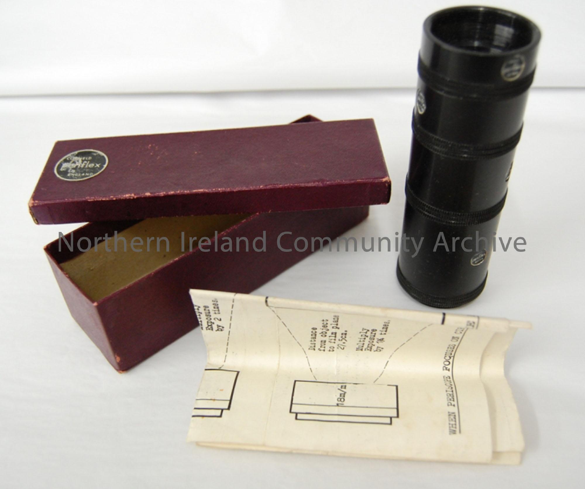 Corfield Periflex extension tubes in original burgundy coloured box with original instructions