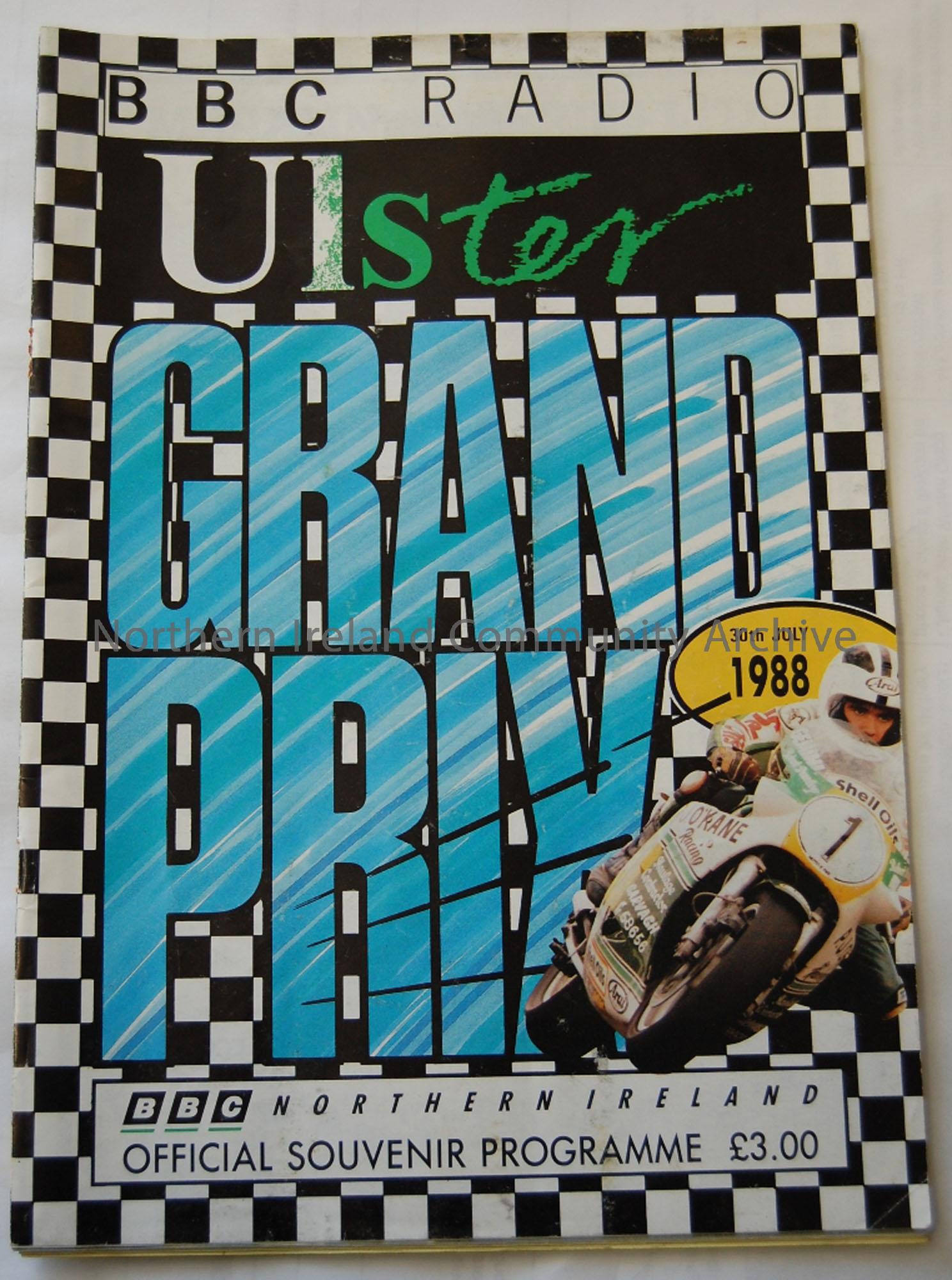 Official Souvenir programme-Ulster Grand Prix 30th July, 1988 (Robert Dunlop on front cover)