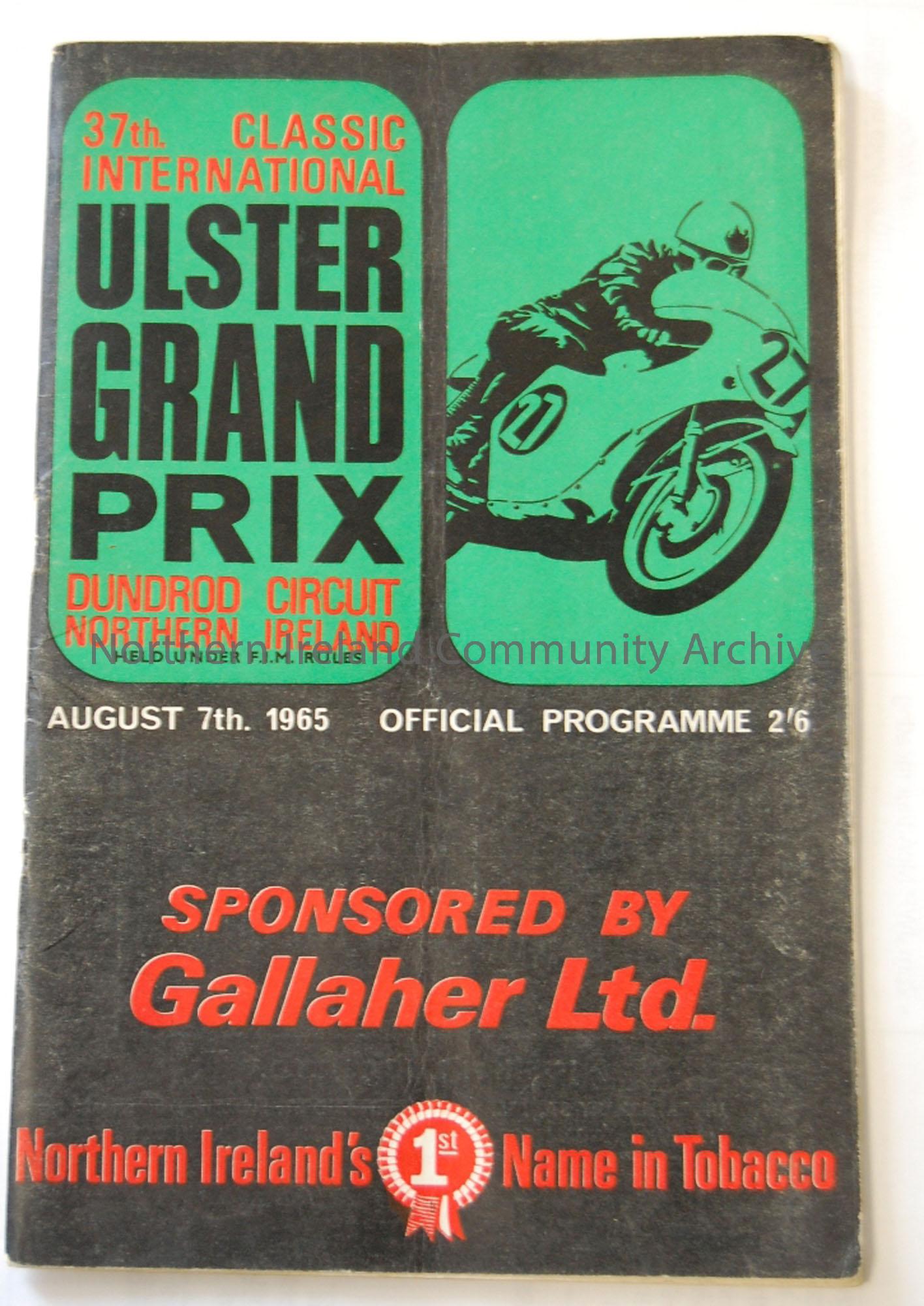 Official Souvenir programme- 37th Ulster Grand Prix 7th August, 1965