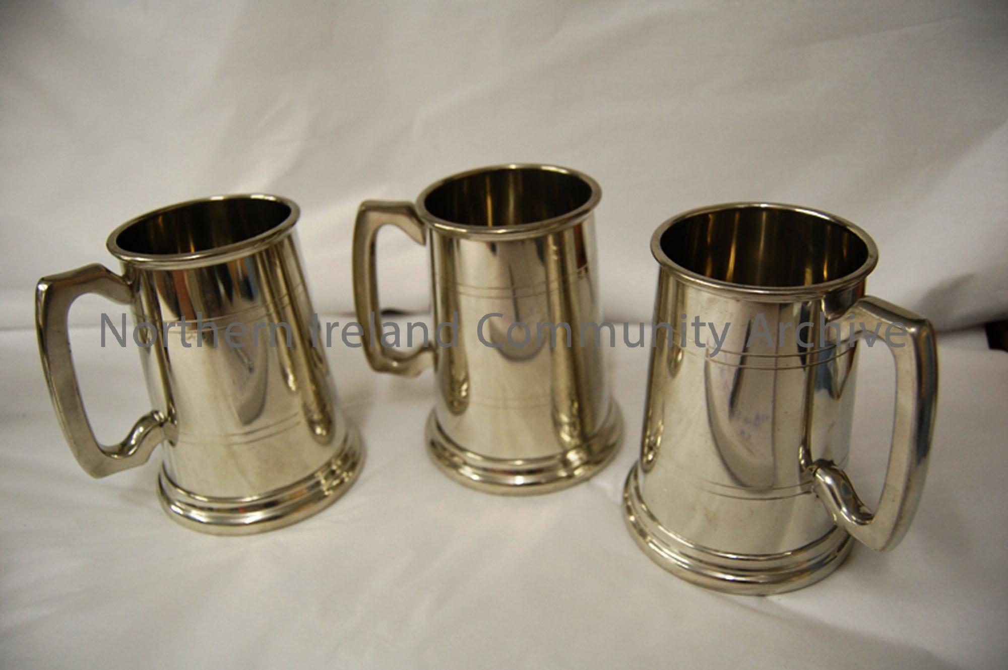 4 blank pewter tankards, made in Sheffield England. English Pewter.