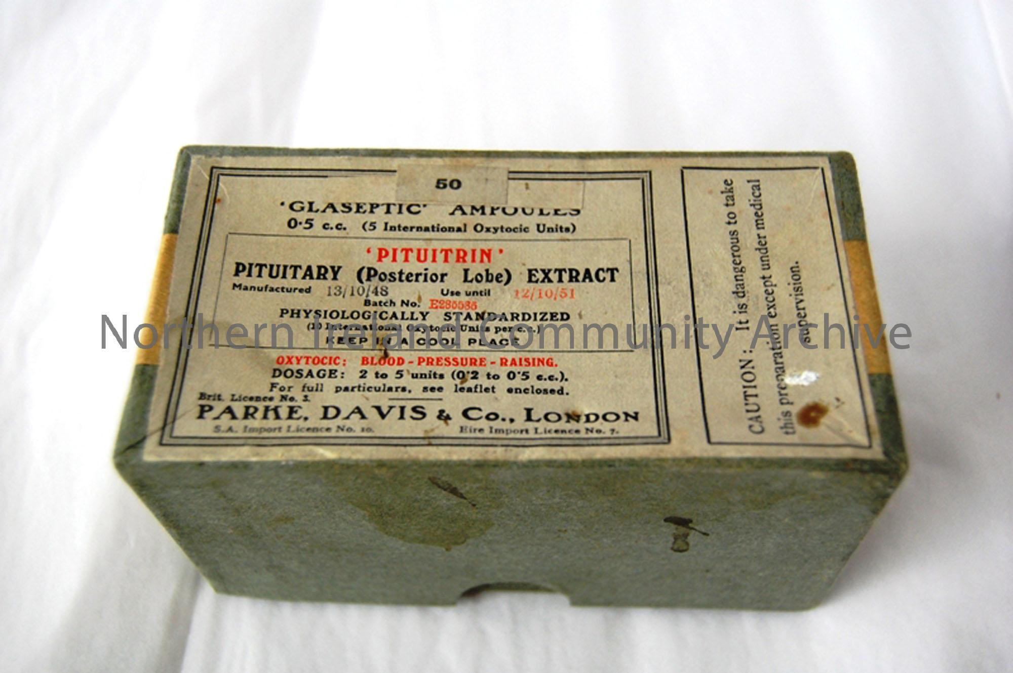 Box containing Pituitrin dated 12/10/51.