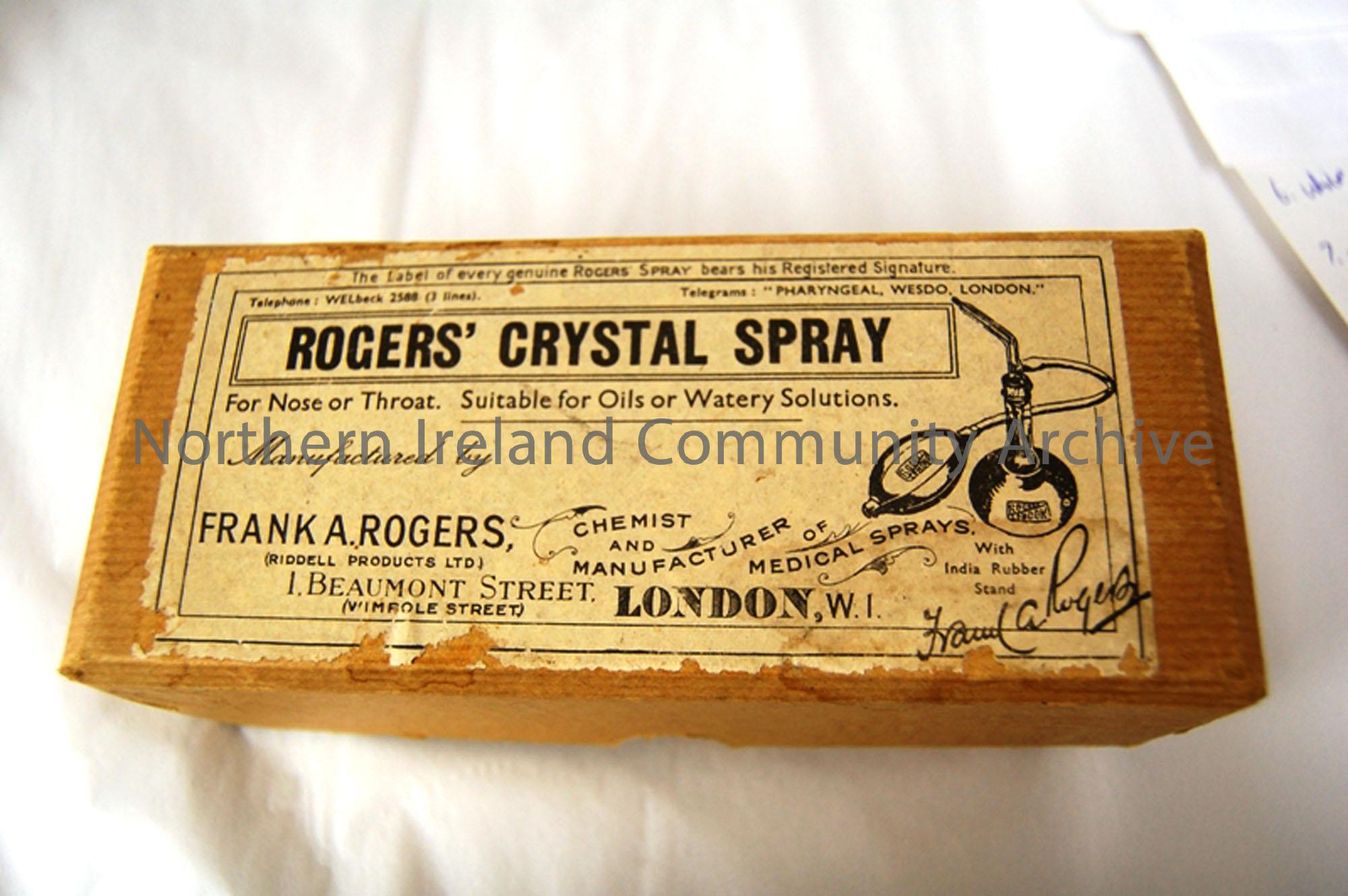 Roger’s crystal spray for nose or throat suitable for oils or watery solutions.