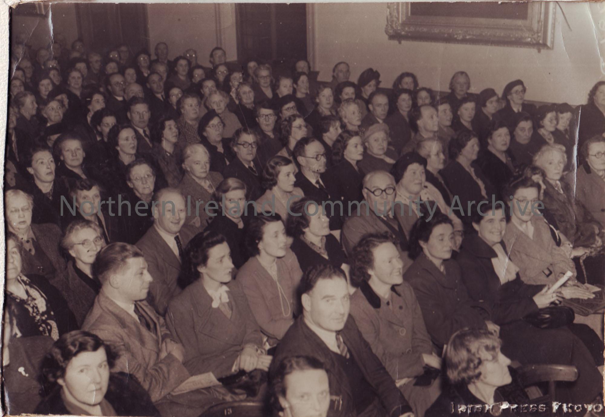 Photograph of the drama festival audience c. 1947- Irish press photograph