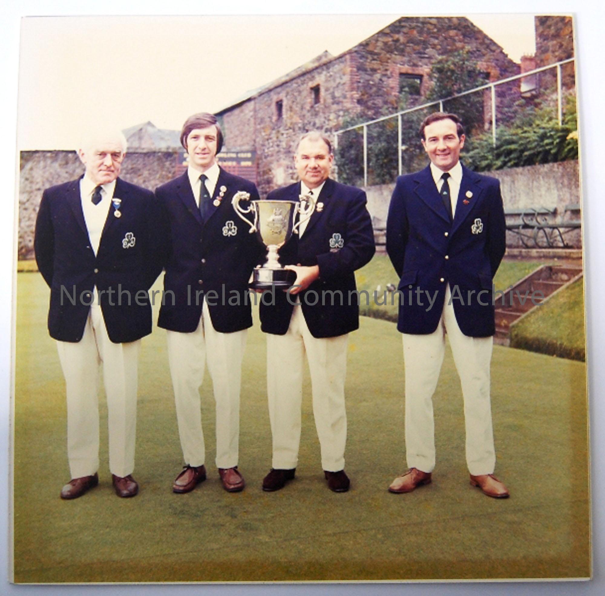 British Isles four Championship 1973, Ballymoney Bowling Team-left to right, Tom Boyd, William Harbinson, John Henry, Gordon woods.