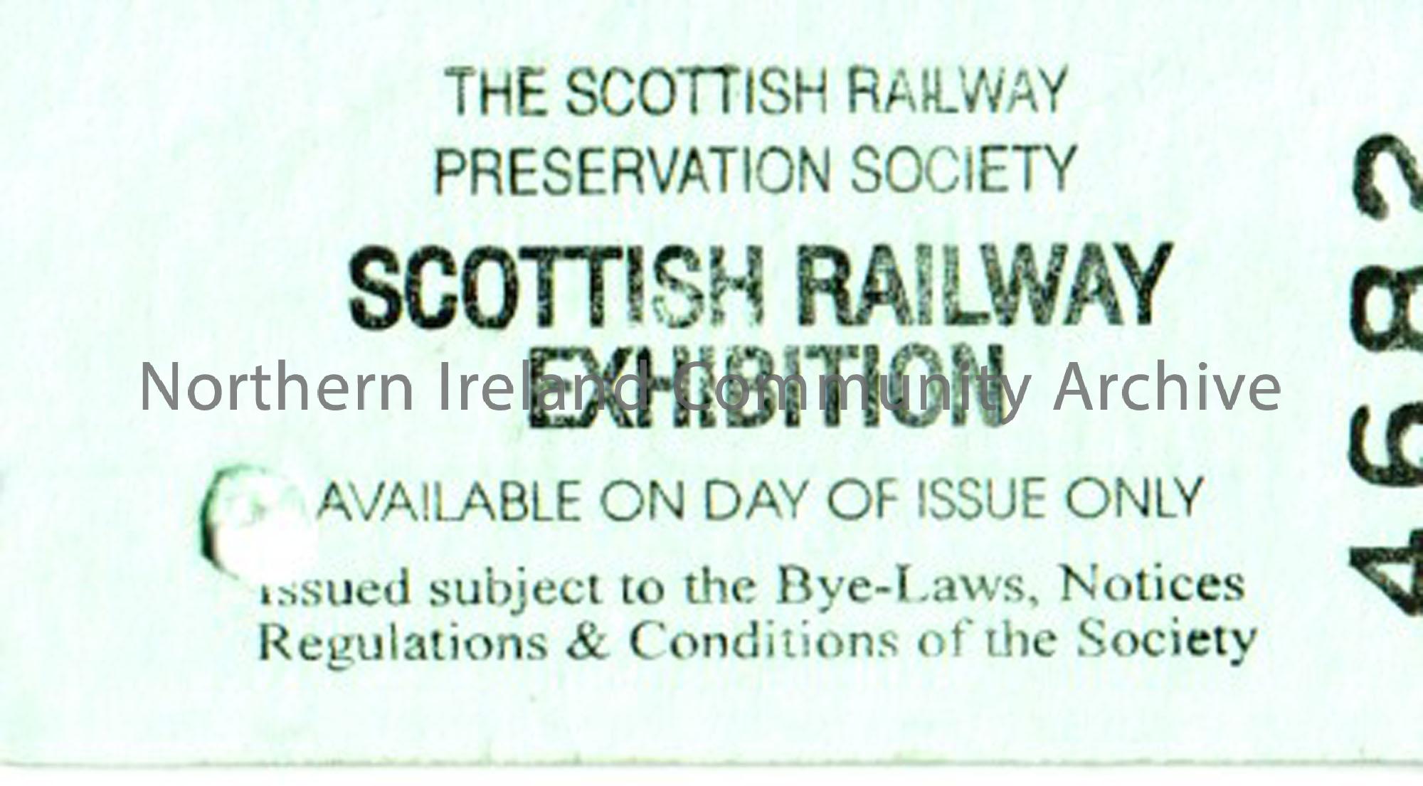 The Scottish Railway Preservation Society, Scottish Railway exhibition ticket.