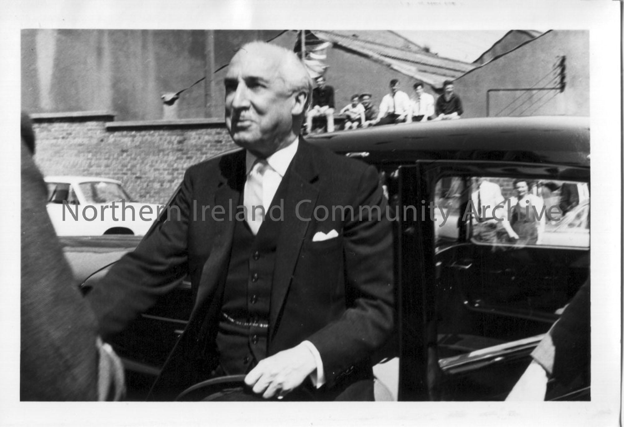 Photographic print of Lord Erksine getting out of his car