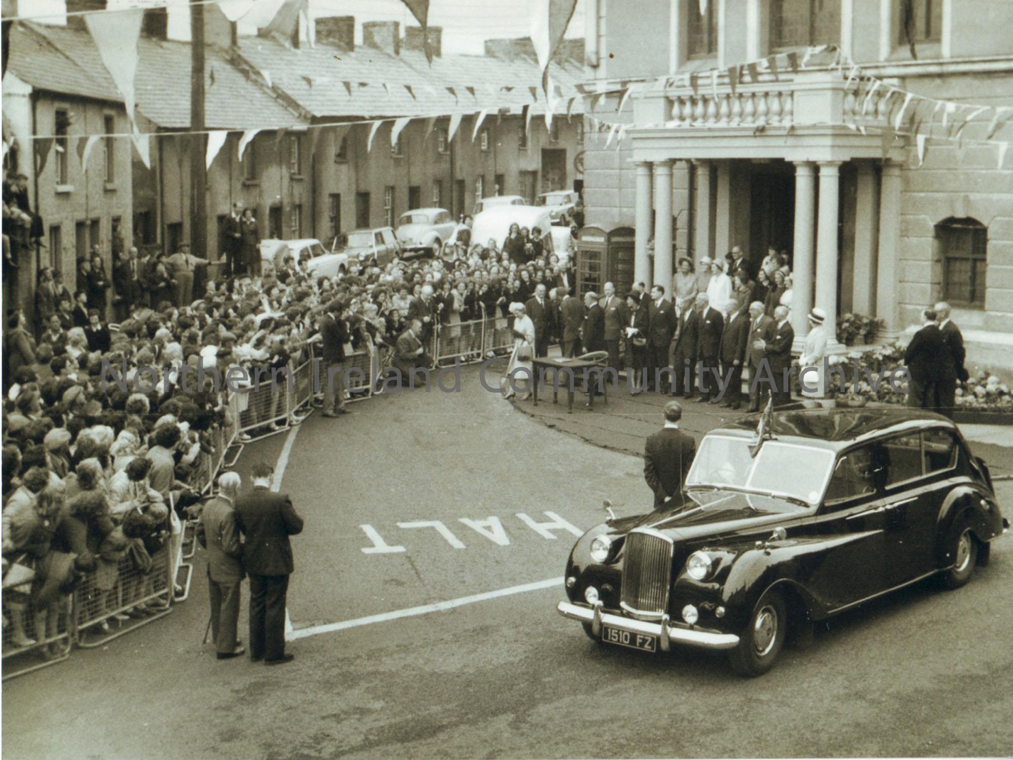photograph of Princess Margaret’s visit to Ballymoney, with her husband, Lord Snowdon, on 6th June 1963. Taken from the offices of TV McCleanaghan on …