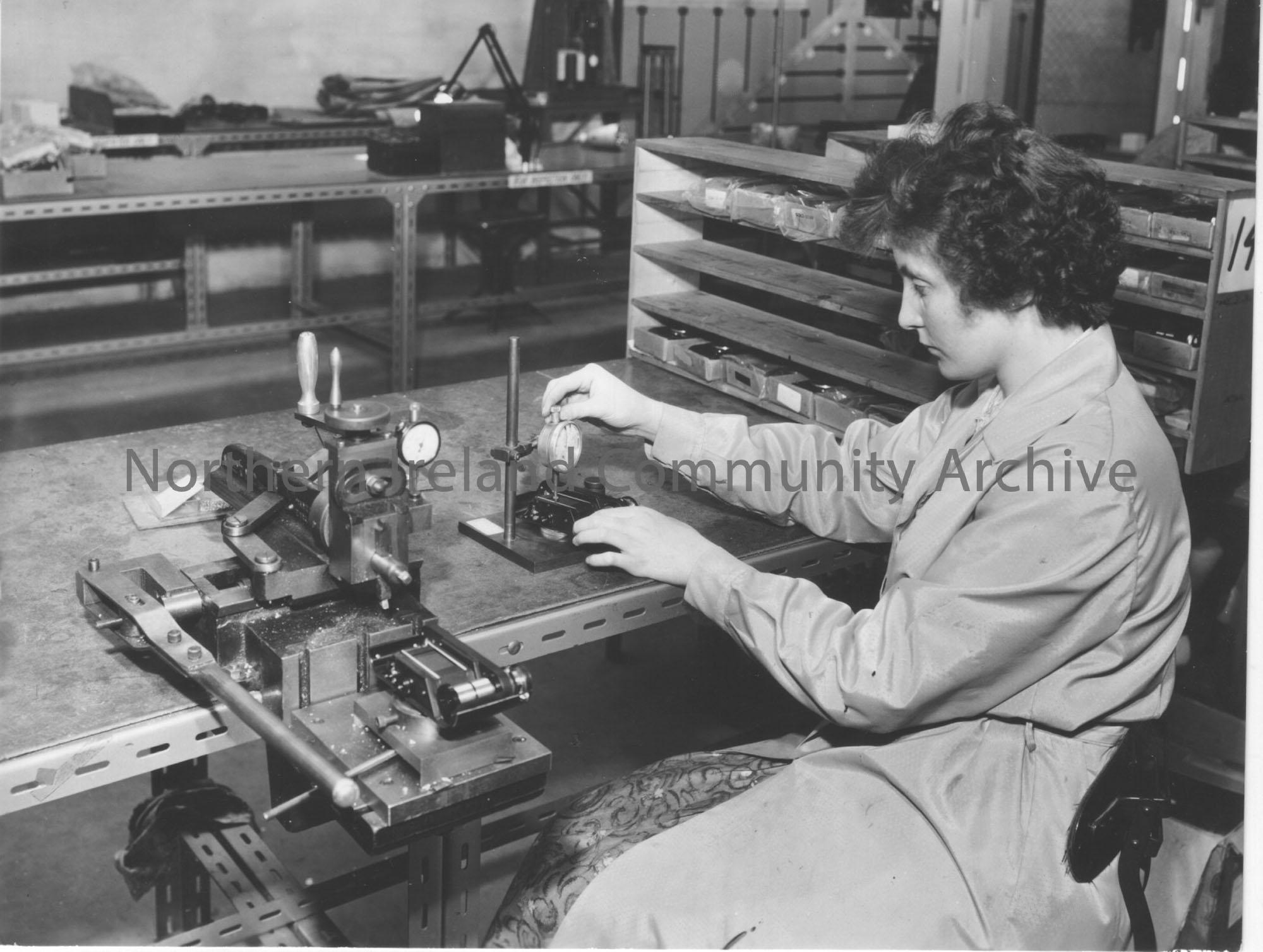 Photograph of machining * checking flange to focal plane distance periflex body- Annie Killy Mosside