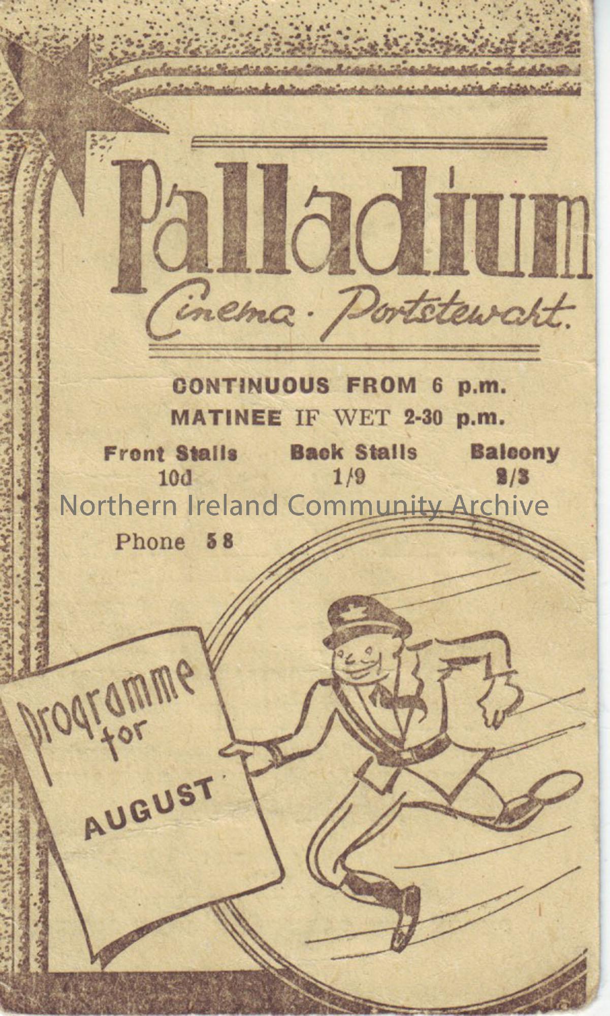cream monthly programme for Portstewart Palladium cinema August