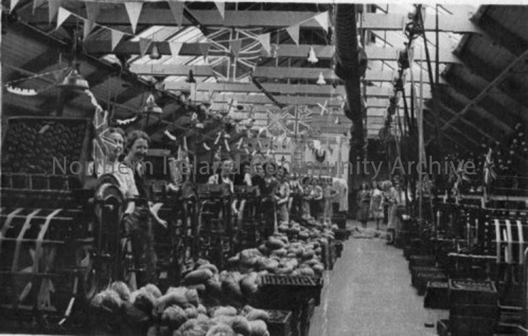 Black and white photographs of the Queen’s coronation at Balnamore Mill. (copies of originals)