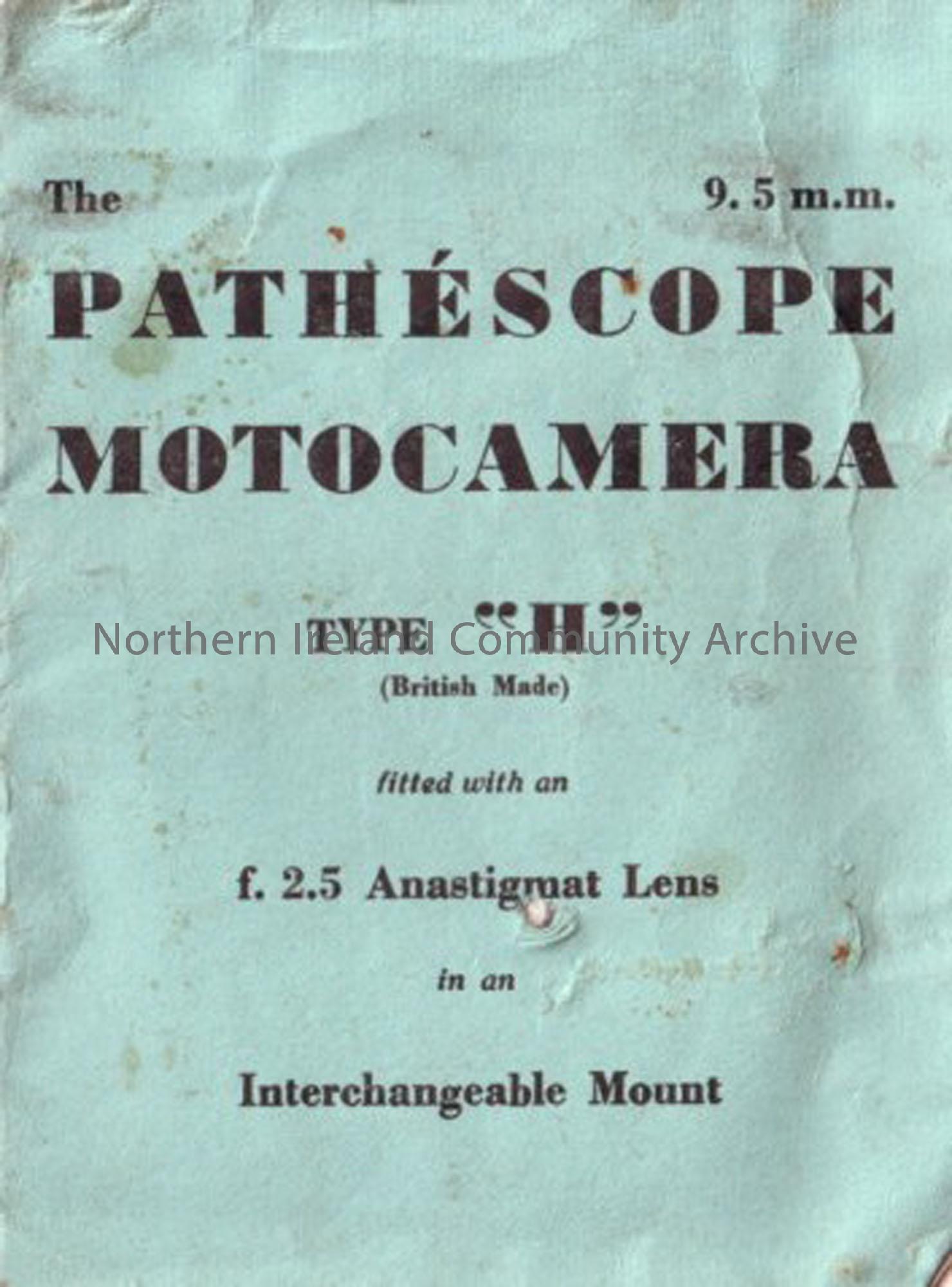 Instruction booklet for The Pathescope Motocamera Type ‘H’