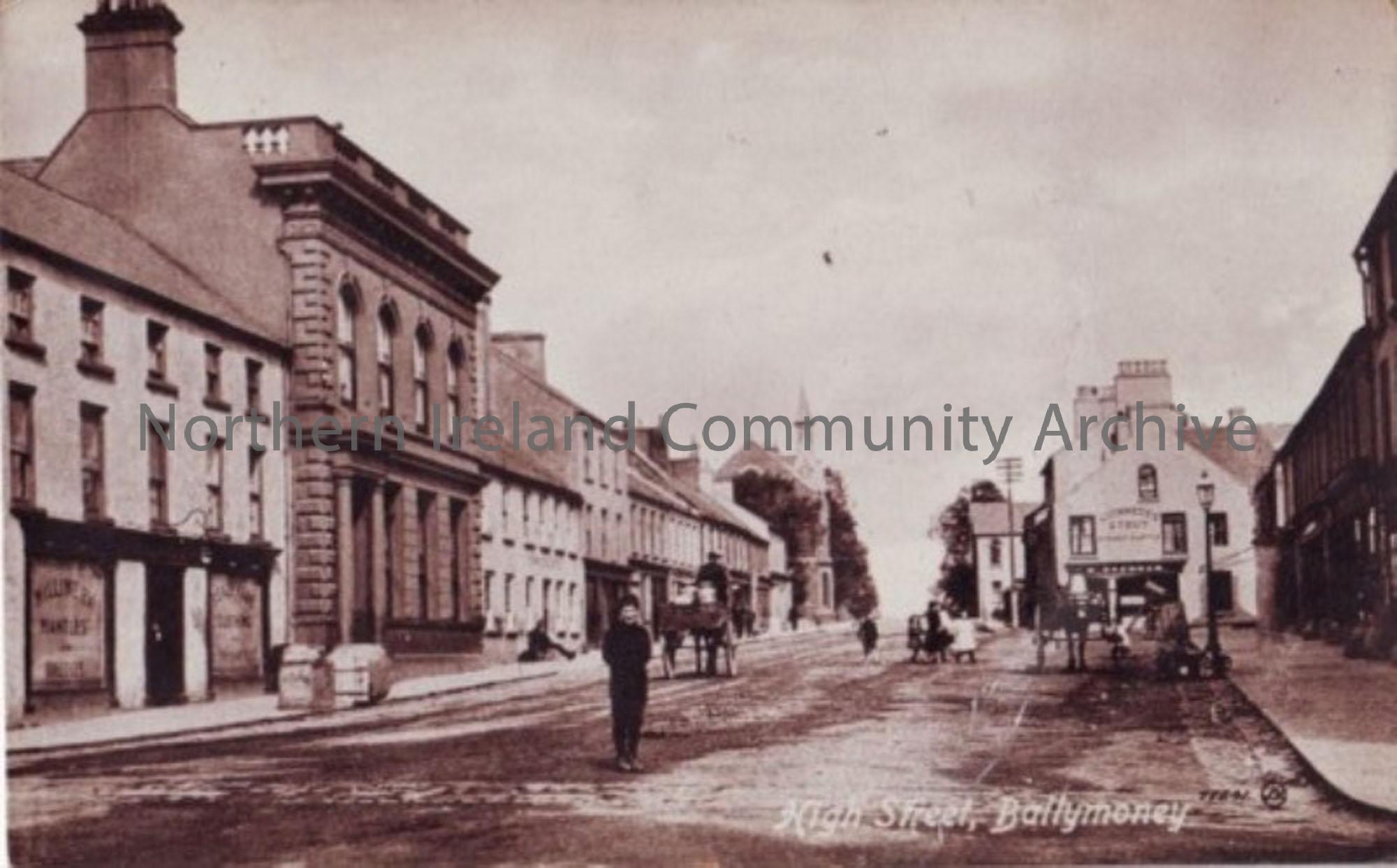 Picture is of High Street, Ballymoney, early 20th century.