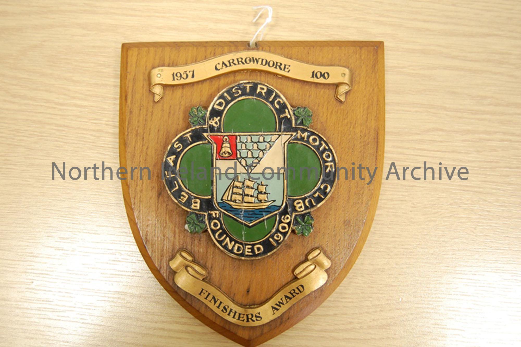 1957 Carrowdore 100 finishers award plaque
