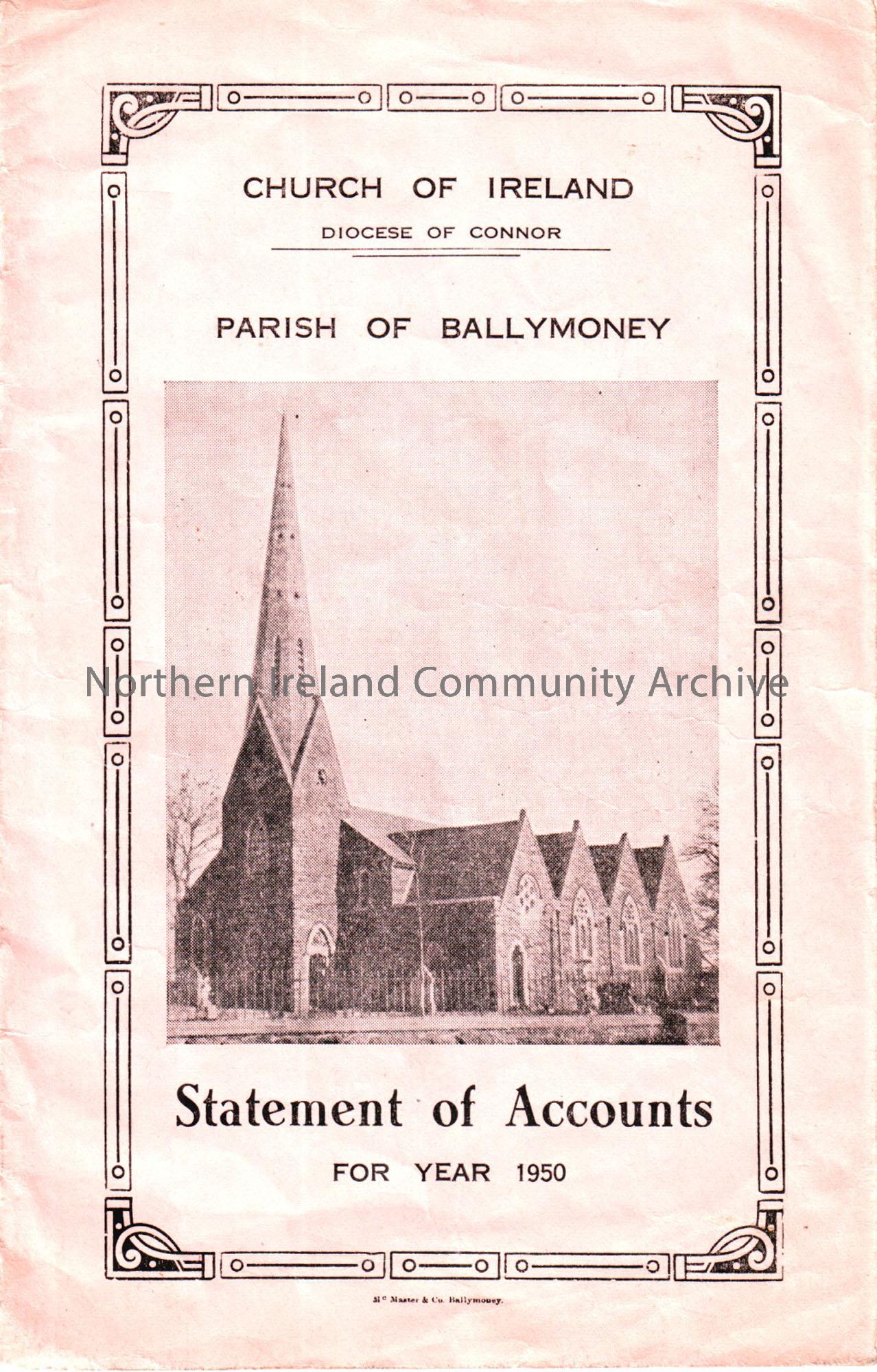 Church of Ireland Parish of Ballymoney statement of accounts for year 1950