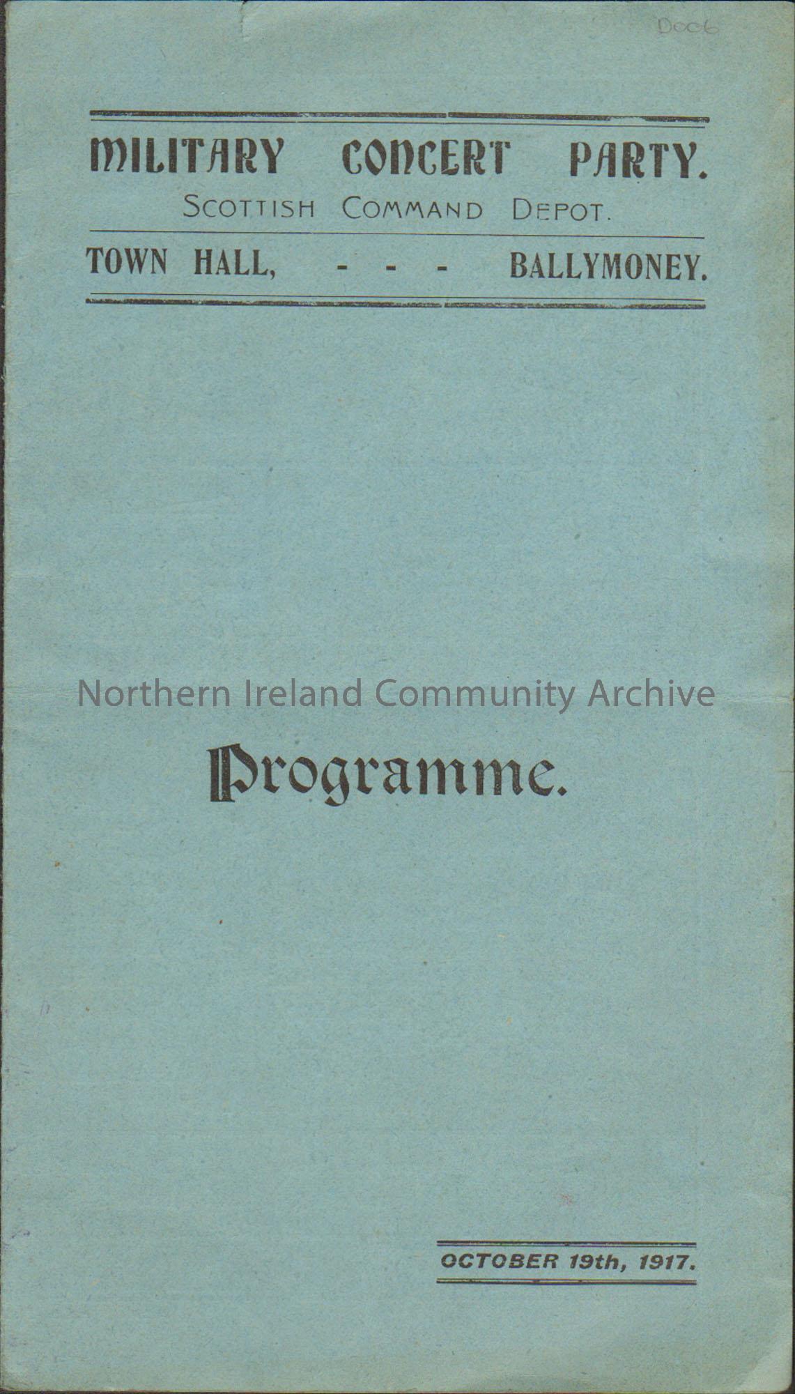 Blue programme for Scottish Command Depot Military Concert Party