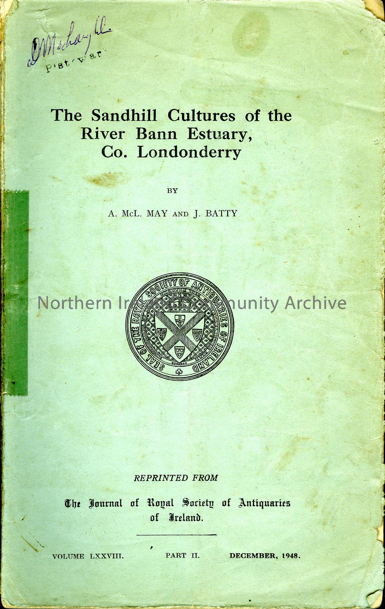 The Sandhill Cultures of the River Bann Estuary, Co.Londonderry