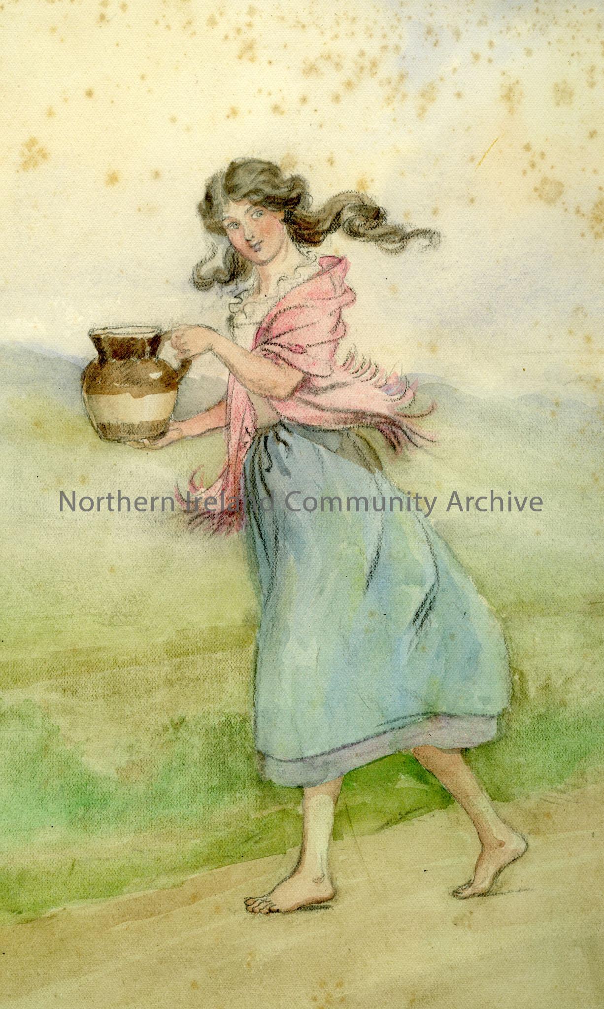 Unidentified Girl carrying jug