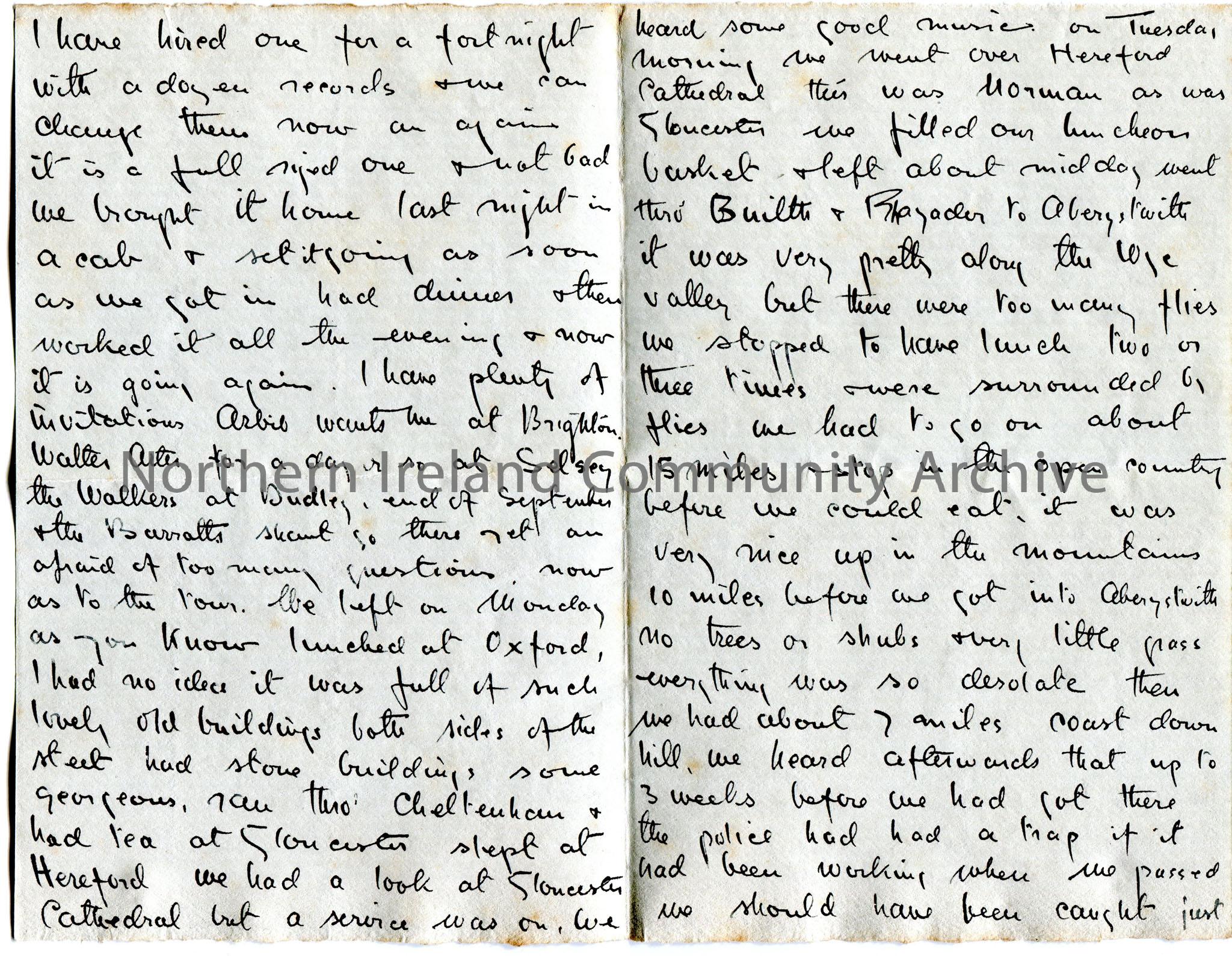 Page 1 of 2 of handwritten letter from A. Marshall Arter (Dorothy’s brother Bertie) to their mother. Writes of being in a tour in a car having covered… – img166b