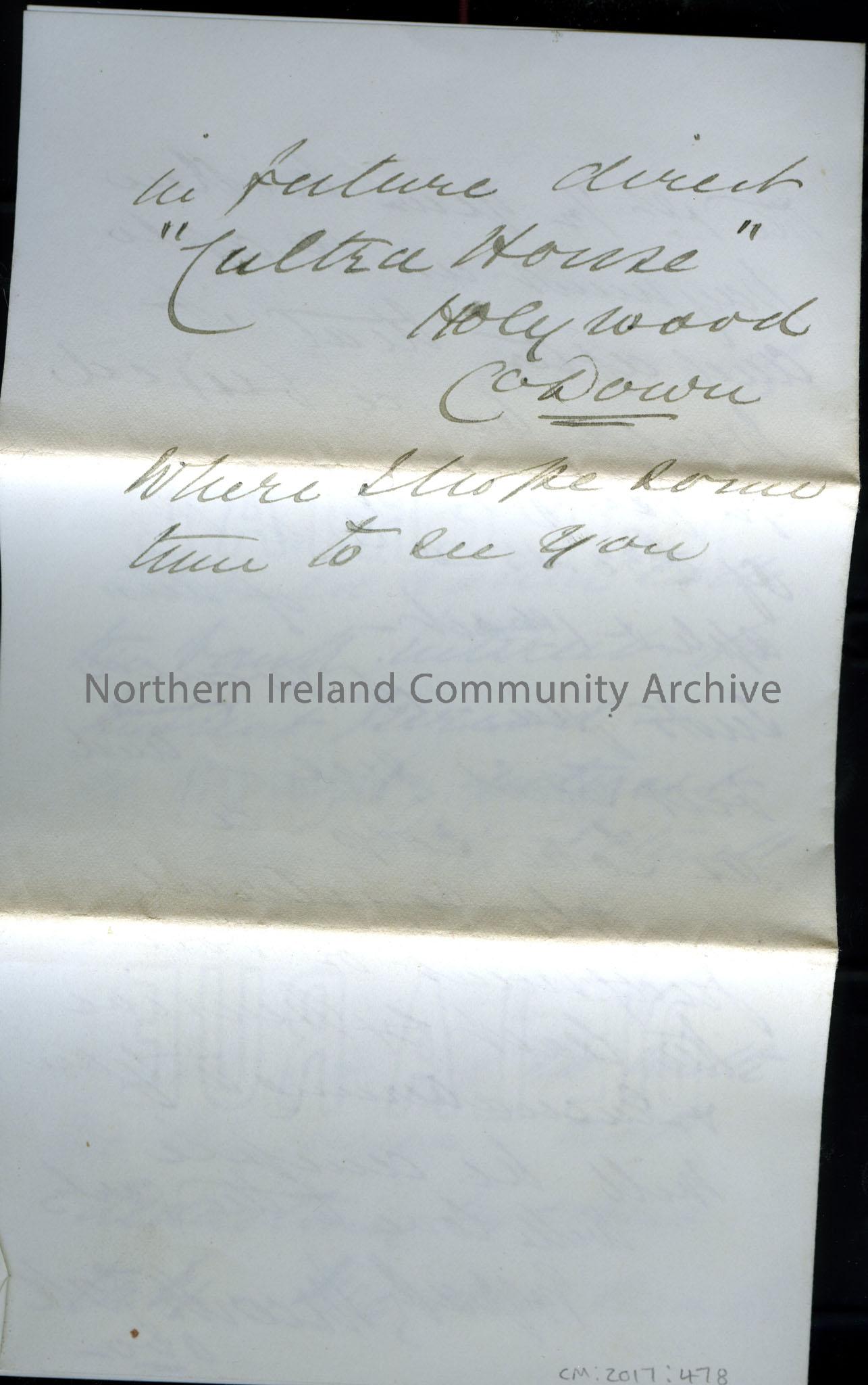 Handwritten letter on headed paper (‘The Moat, Strandtown, Belfast’). Addressed to ‘my dear John’, the letter discusses the transfer of funds for the … – scan468c