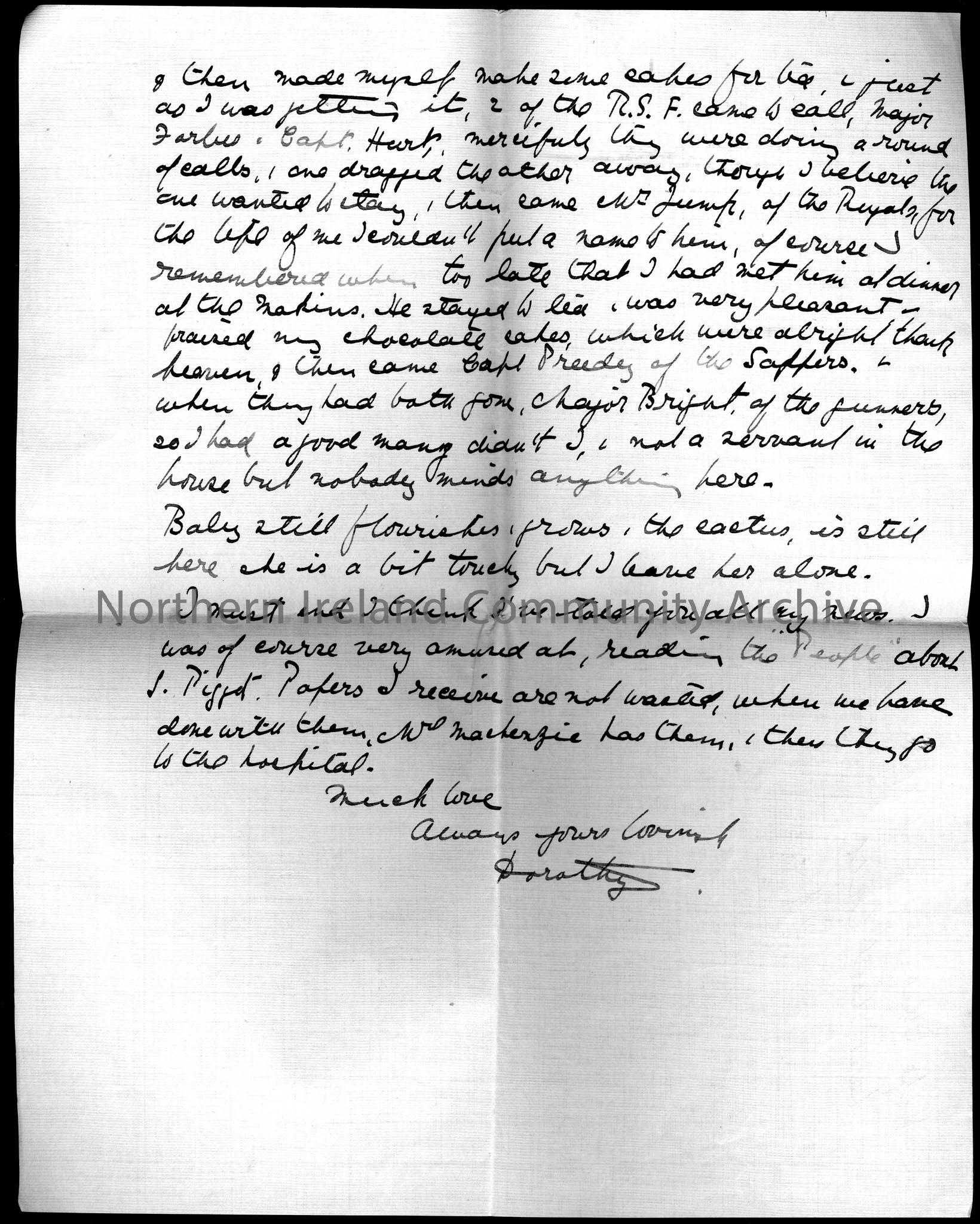 letter from Dorothy Arter Hezlet to her mother from Pretoria, Roberts Heights, dated Sun April 21st 1912. Dorothy writes that her mother is currently … – CM.2014.1208.3 front