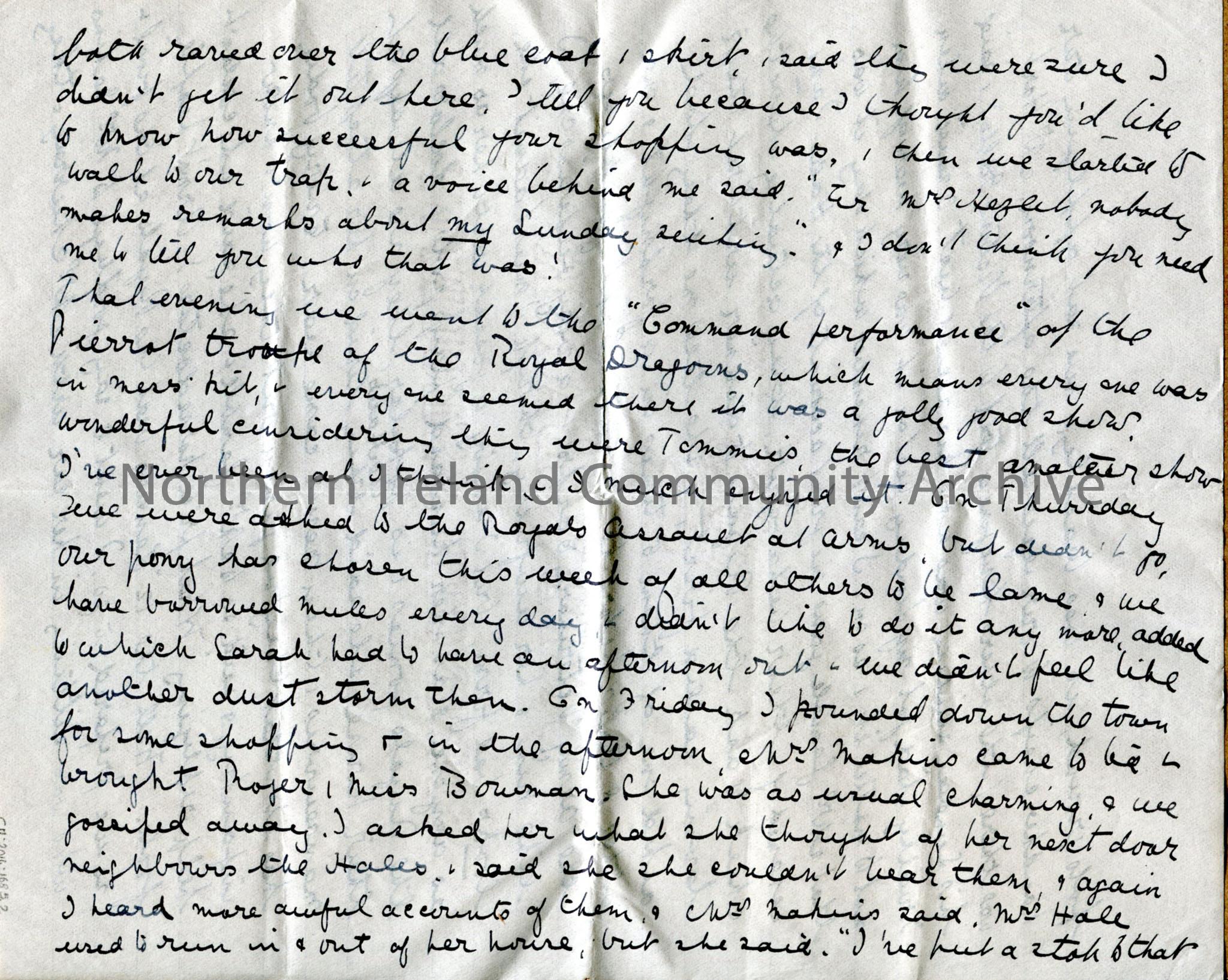 One of 3 pages of handwritten letter, on both sides of page, from Dorothy to her mother. Mother has been in Heidleberg – Dorothy does not like the Ger… – img077b