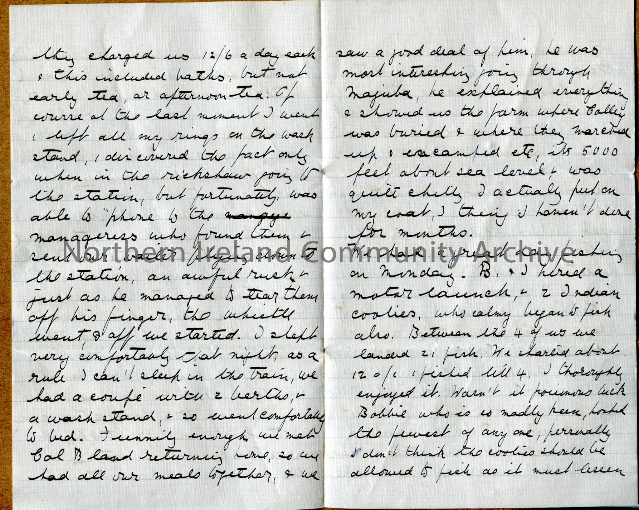 One of 3 folded pages of handwritten letter from Dorothy to her mother. Mentions tragic fate of Scott’s expedition to South Pole. Home from stay in Du… – img098b