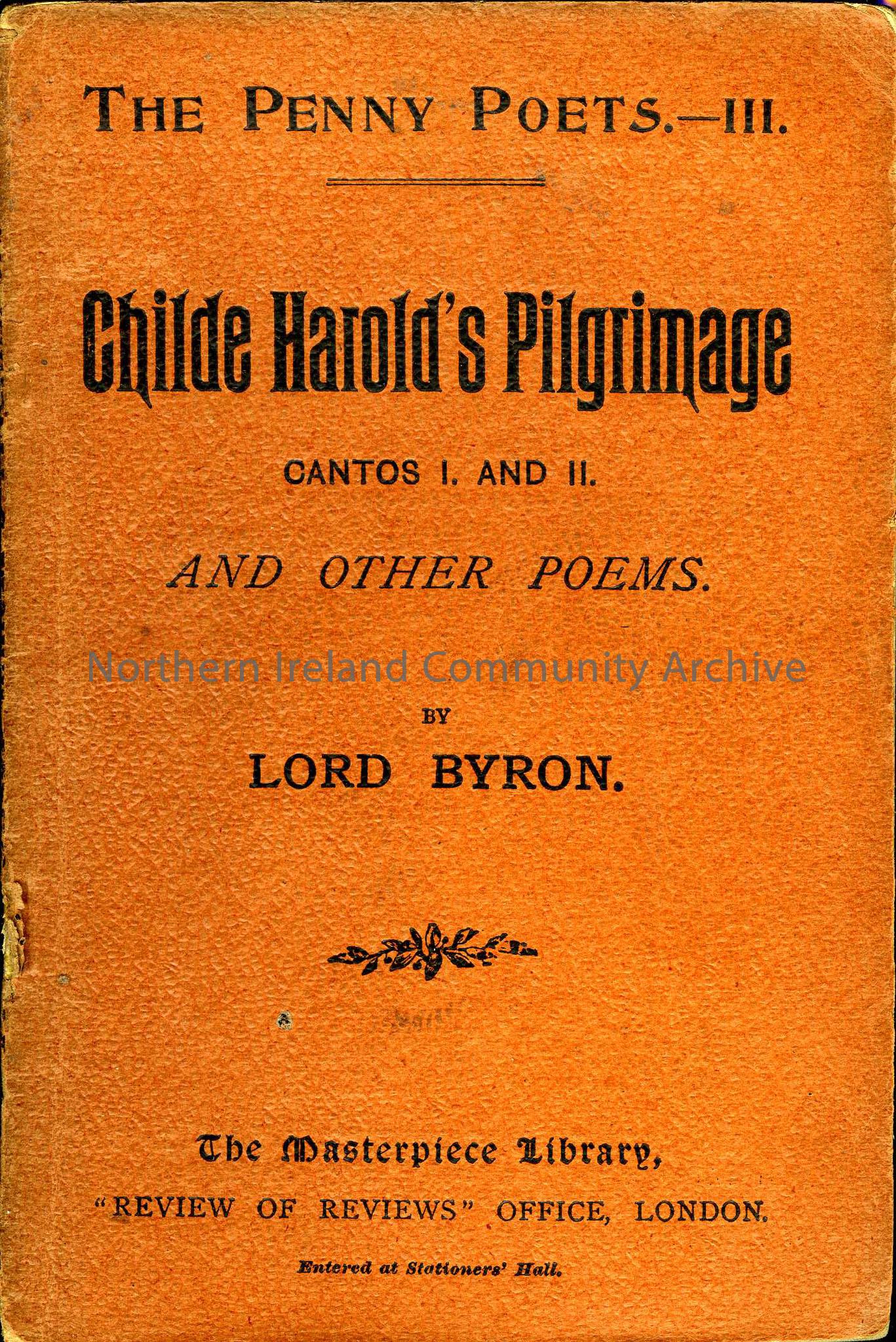 Childe Harold’s Pilgrimage Cantos 1 and 2 and other poems by Lord Byron