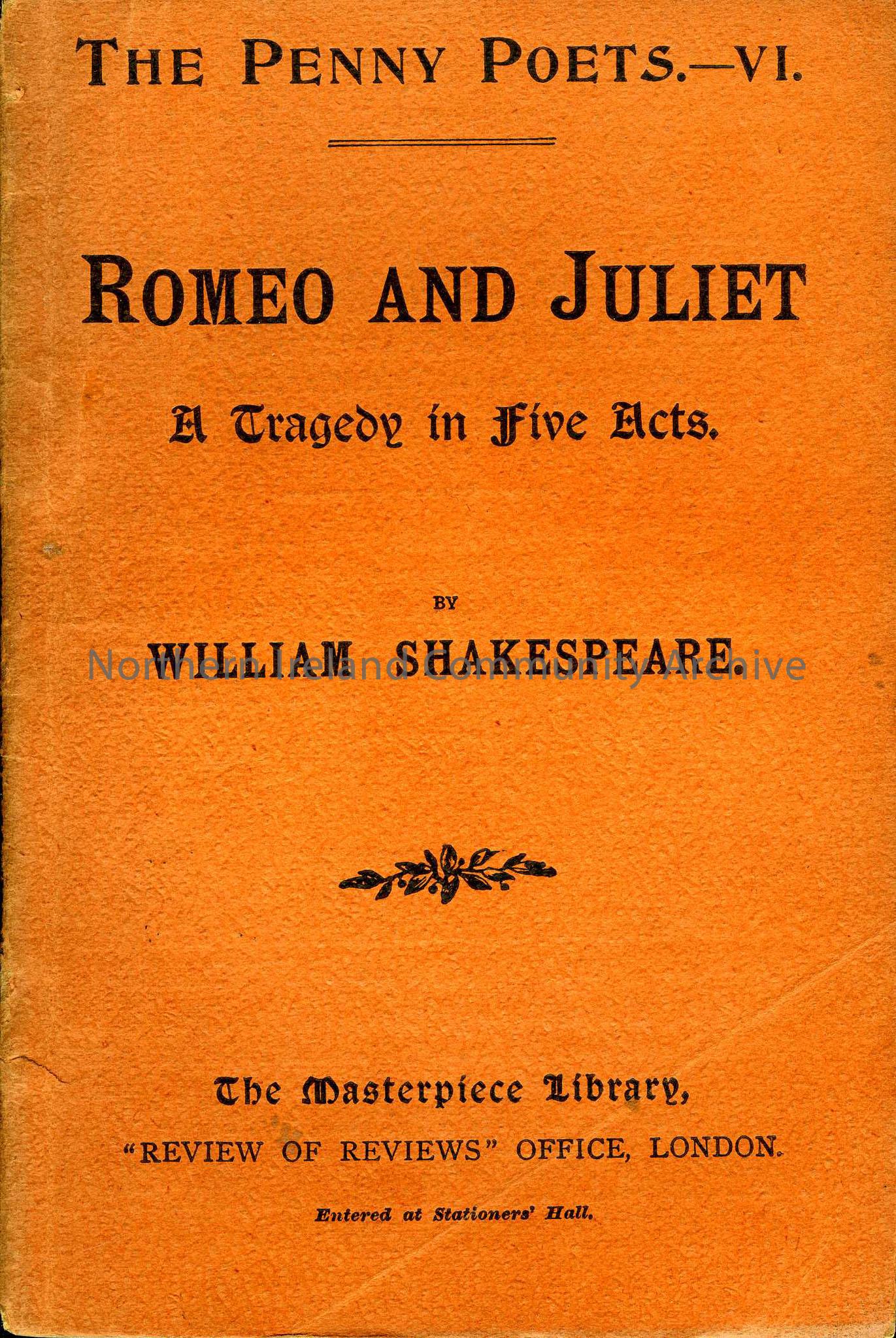 Romeo and Juliet – A Tragedy in Five Acts by William Shakespeare
