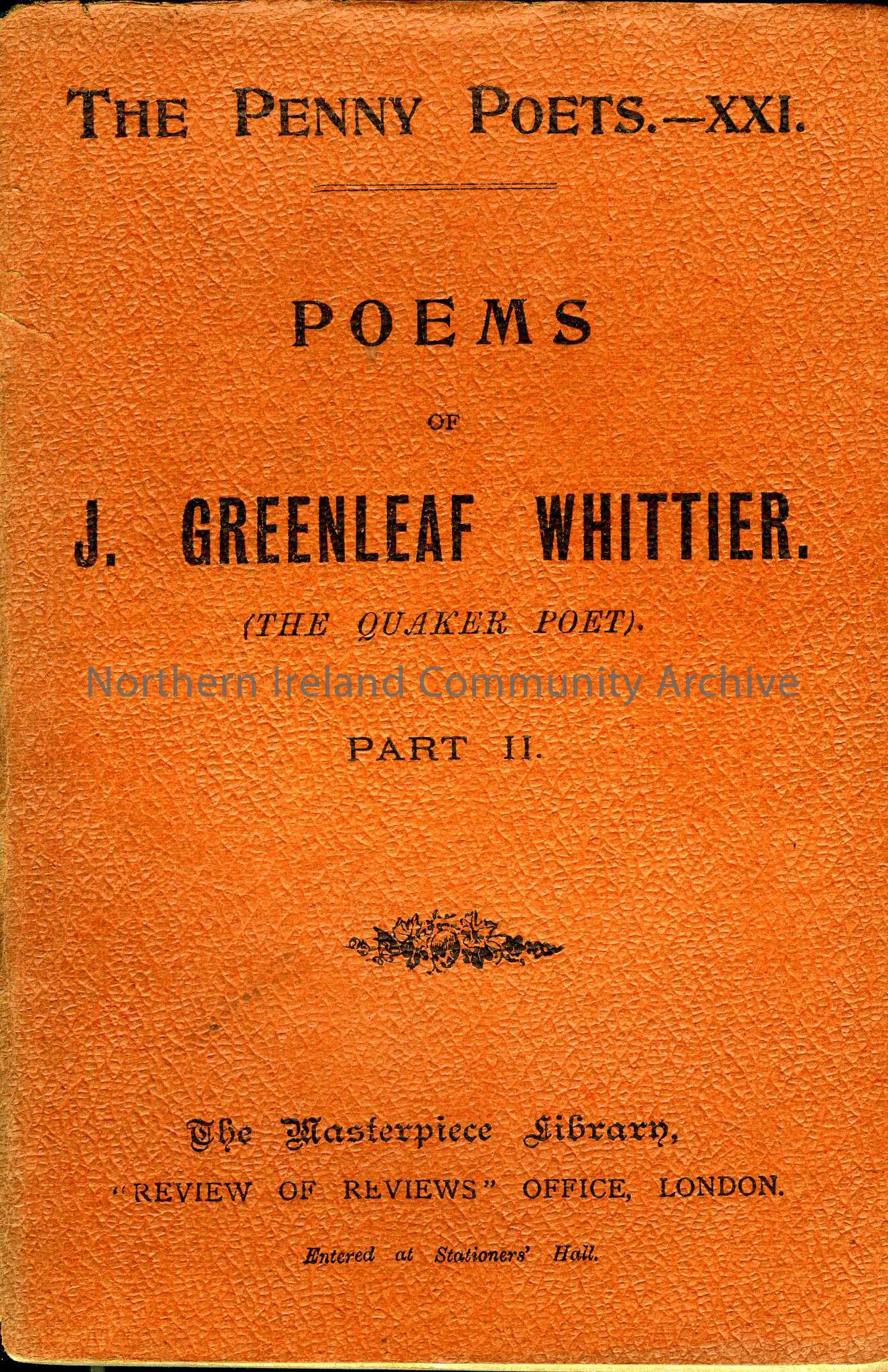 Poems of J Greenleaf Whittier, The Quaker Poet – Part II