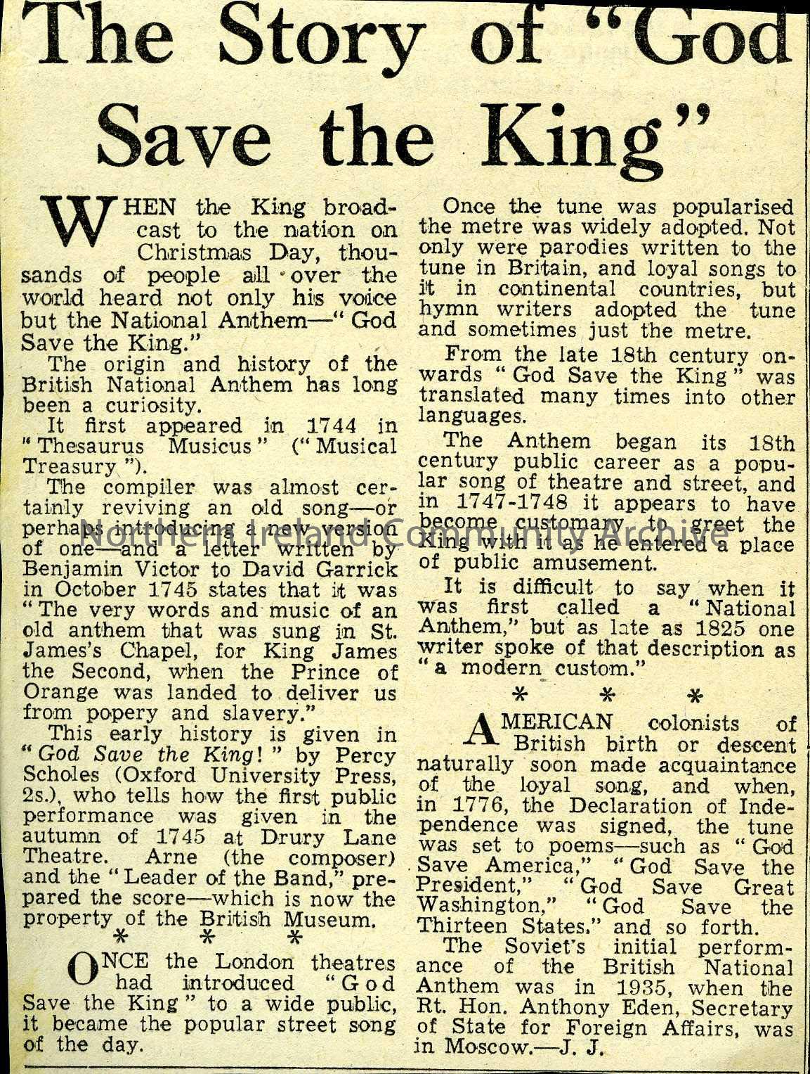The Story of “God save The King”