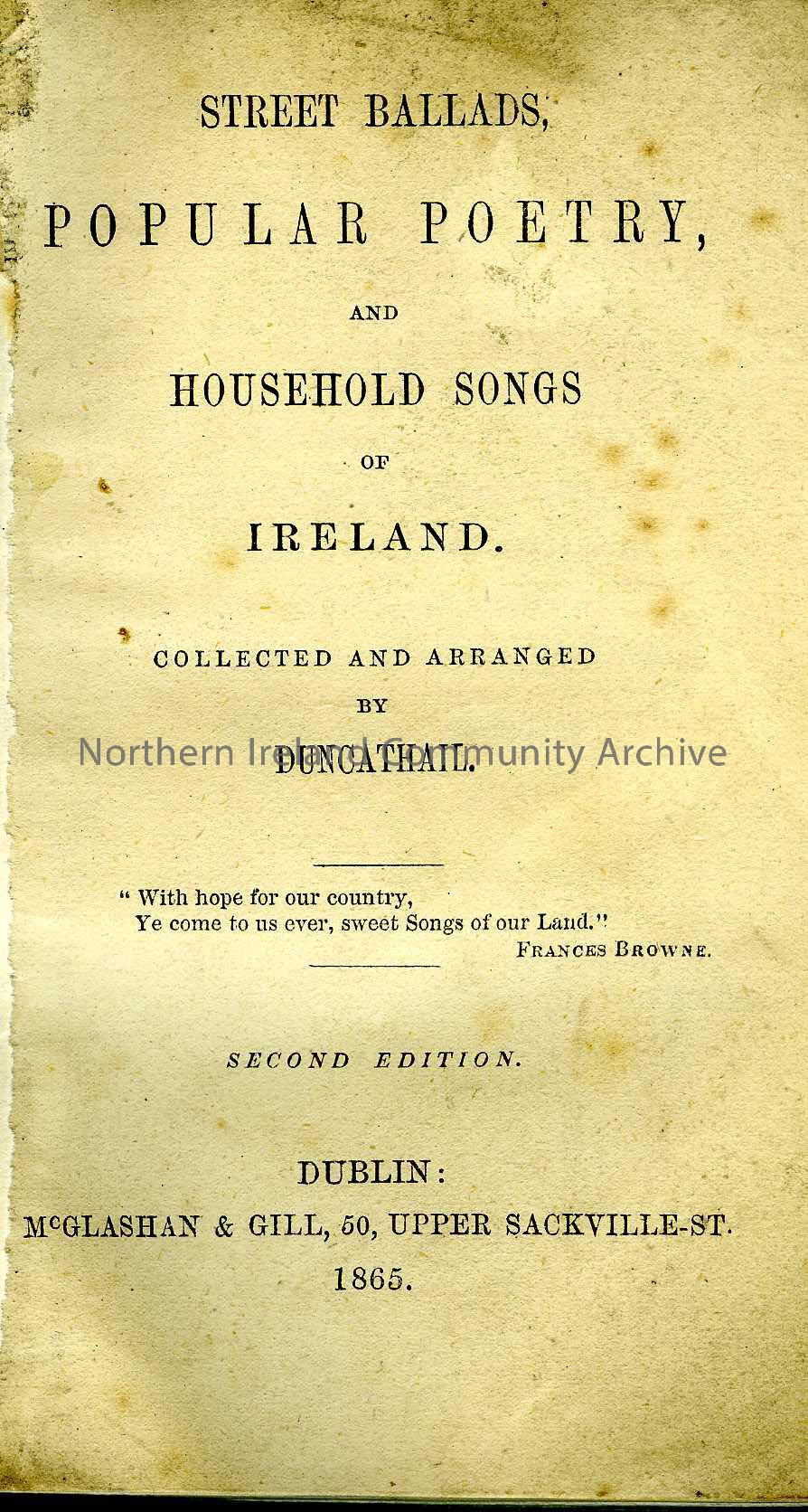 Street Ballads, Popular Poetry and Household Songs of Ireland – 390B
