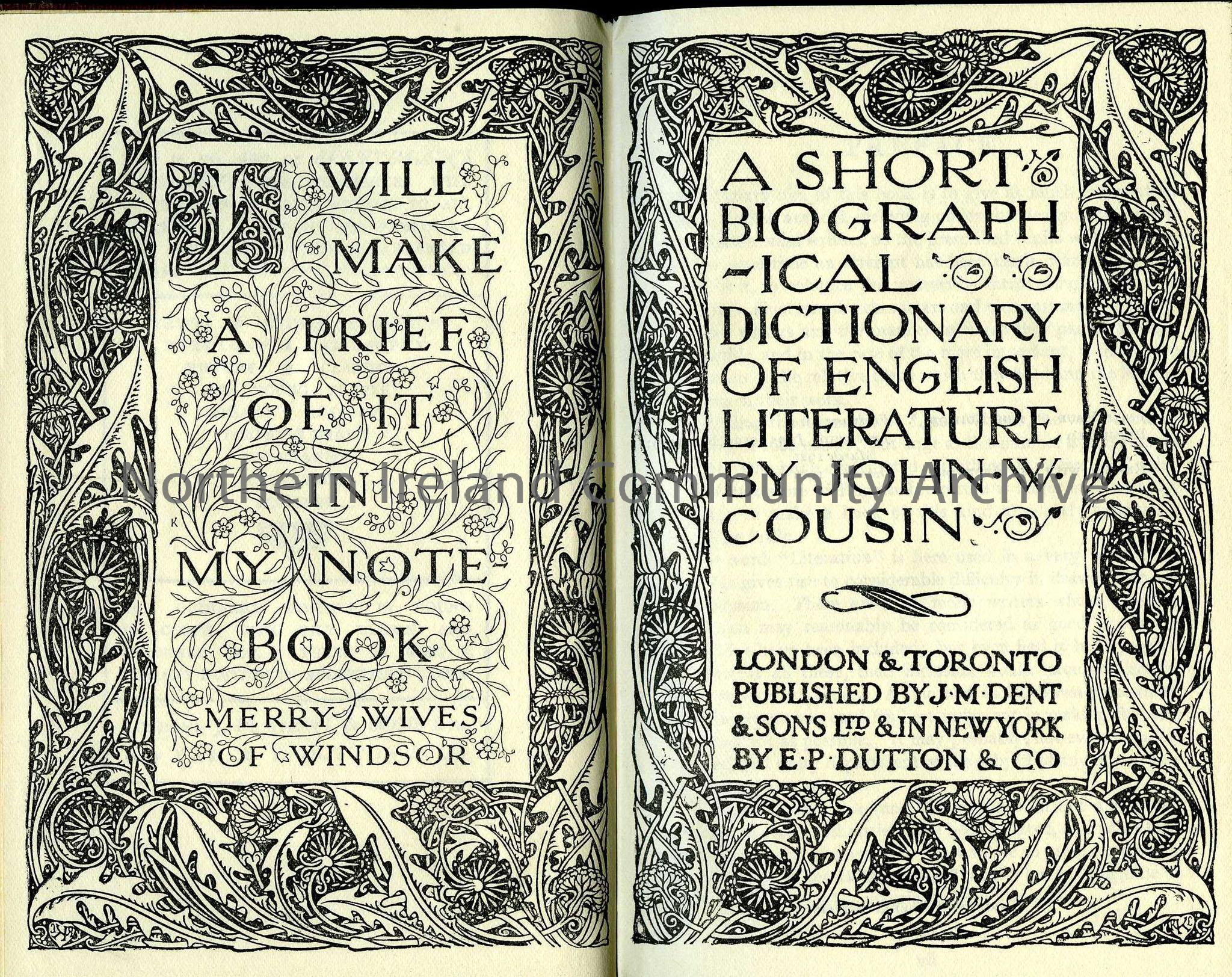 A Short Biographcal Dictionary of English Literature