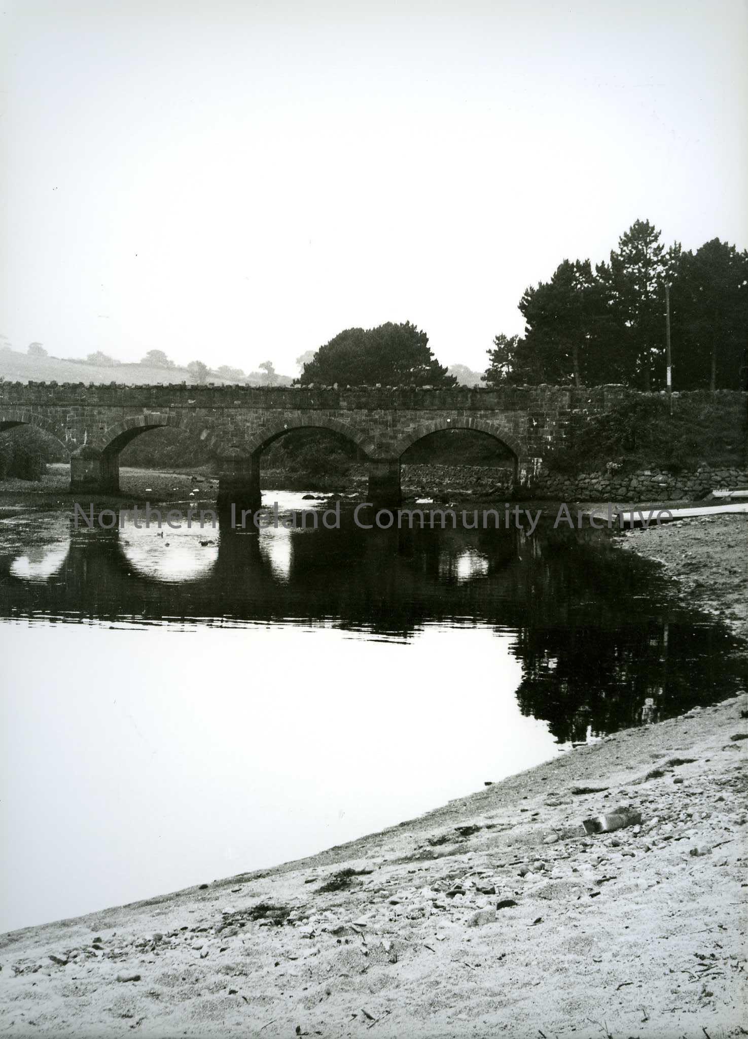 Printed black and white photograph – Bridge over a river. Cushendun?
