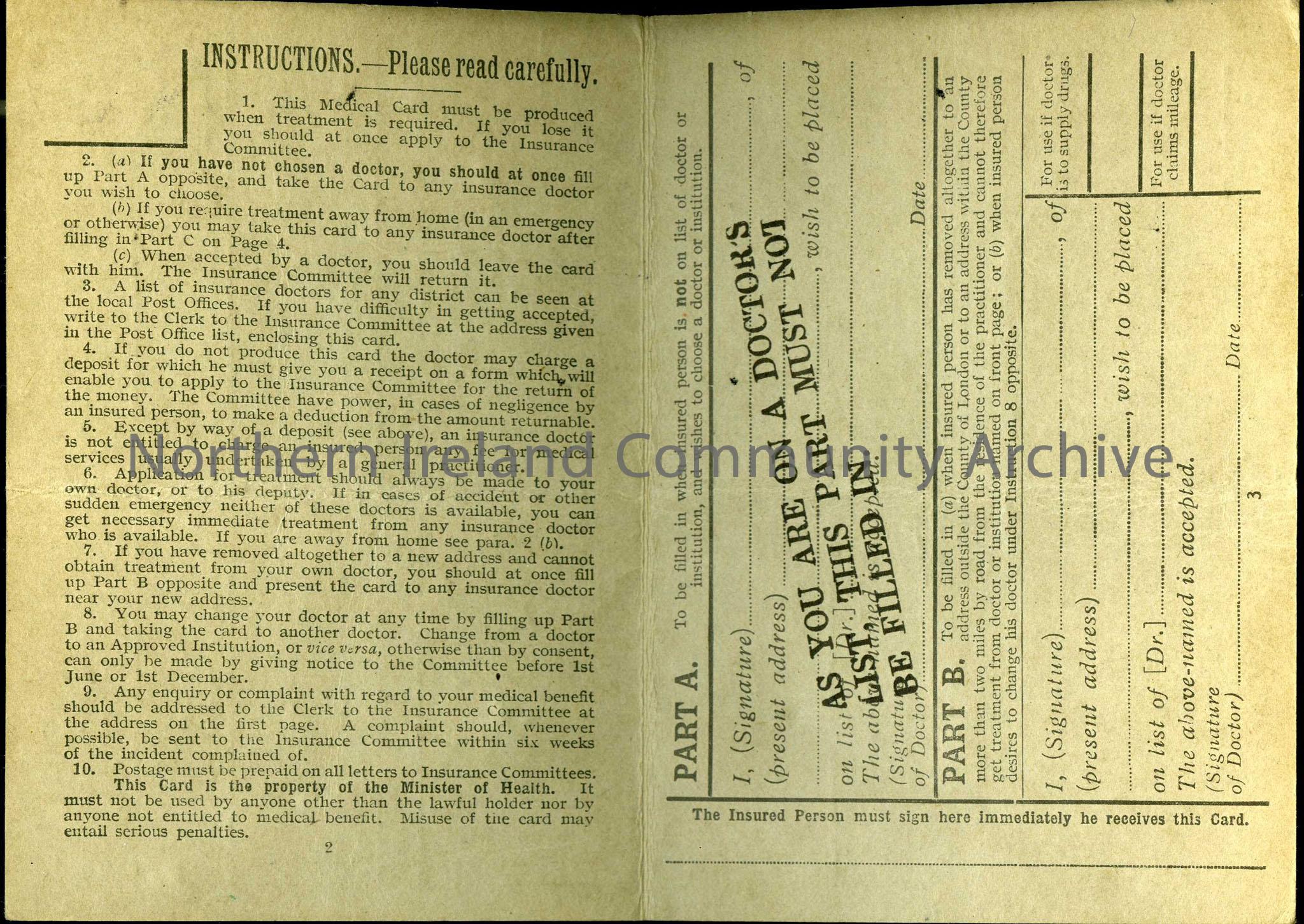 Nurse Jackson’s medical card for cover during temporary residence in Main Street, Portrush 1931.  – scan007.b