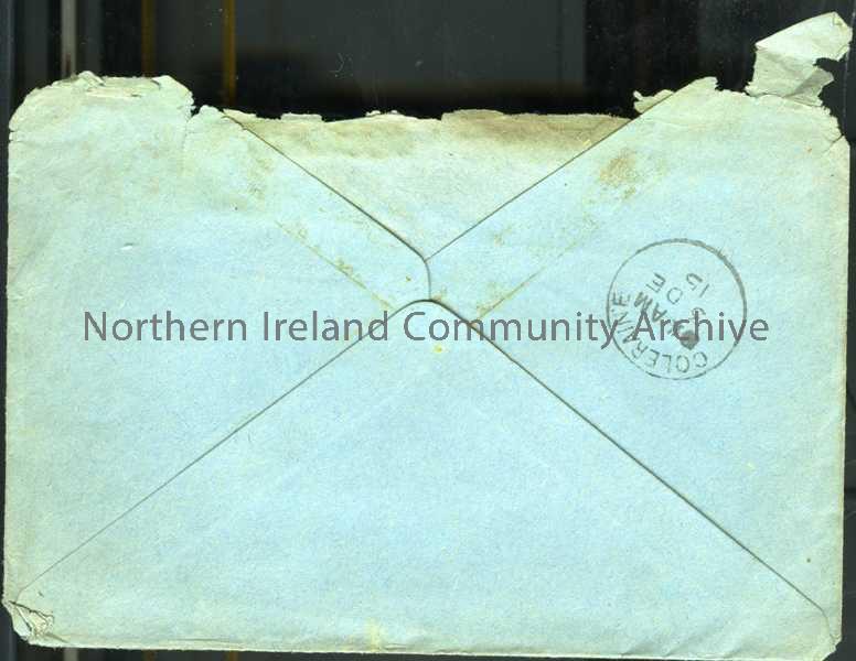 Blue addressed envelope with red censor stamp – 16c
