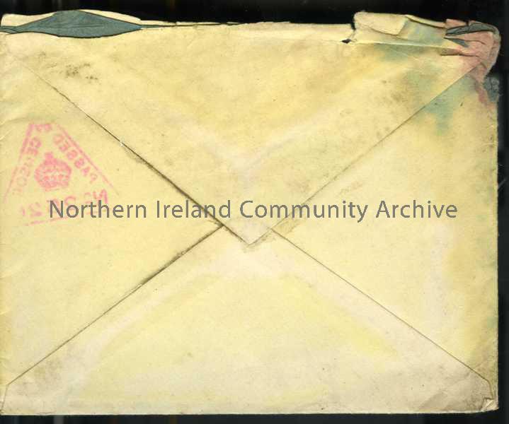 Cream addressed envelope, with red censor stamp – 17c