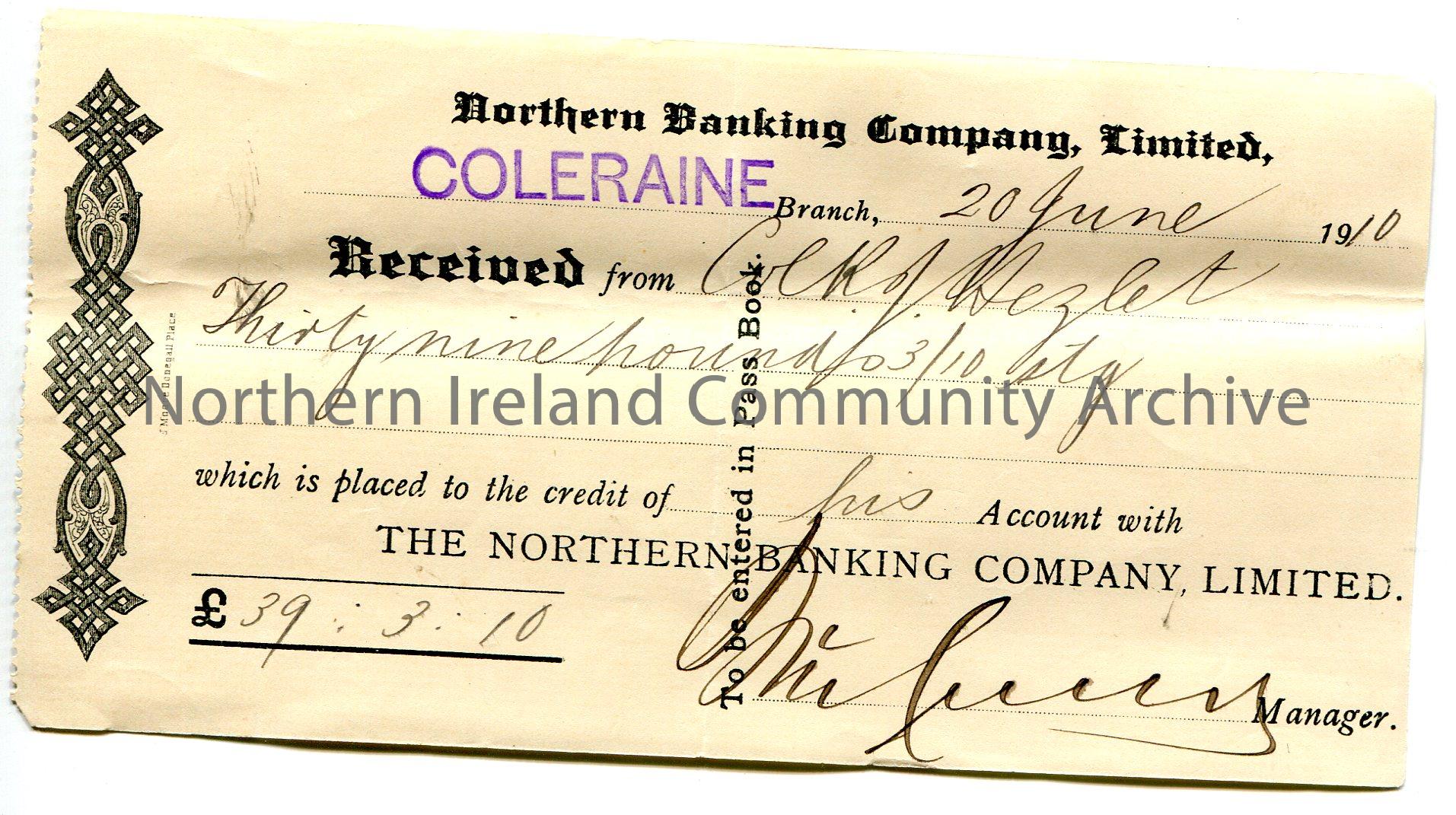 handwritten-receipt-from-northern-banking-company-limited-coleraine-branch-for-the-credit-of