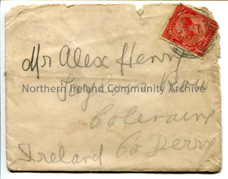 Pale addressed envelope