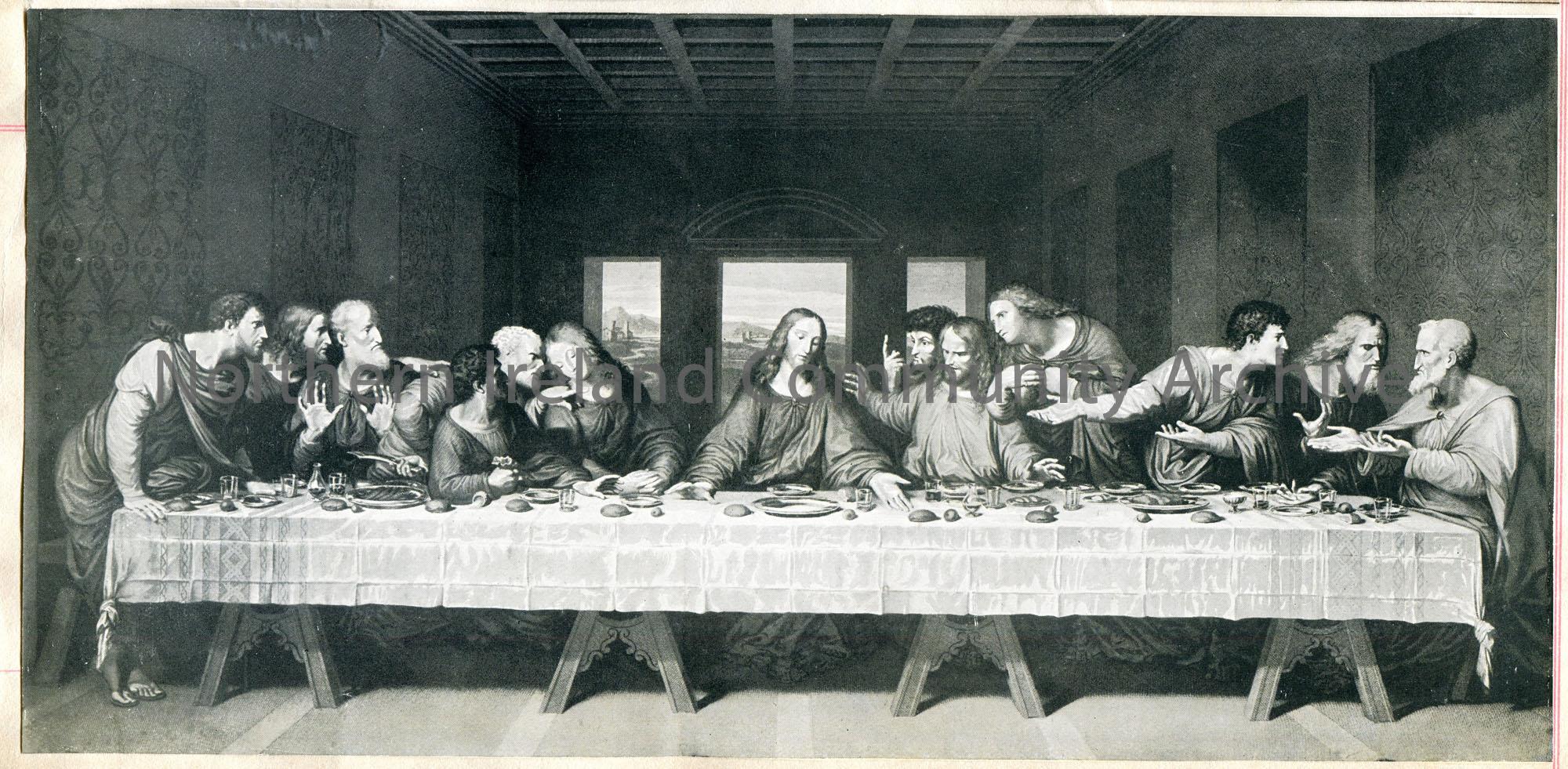 the last supper painting black and white