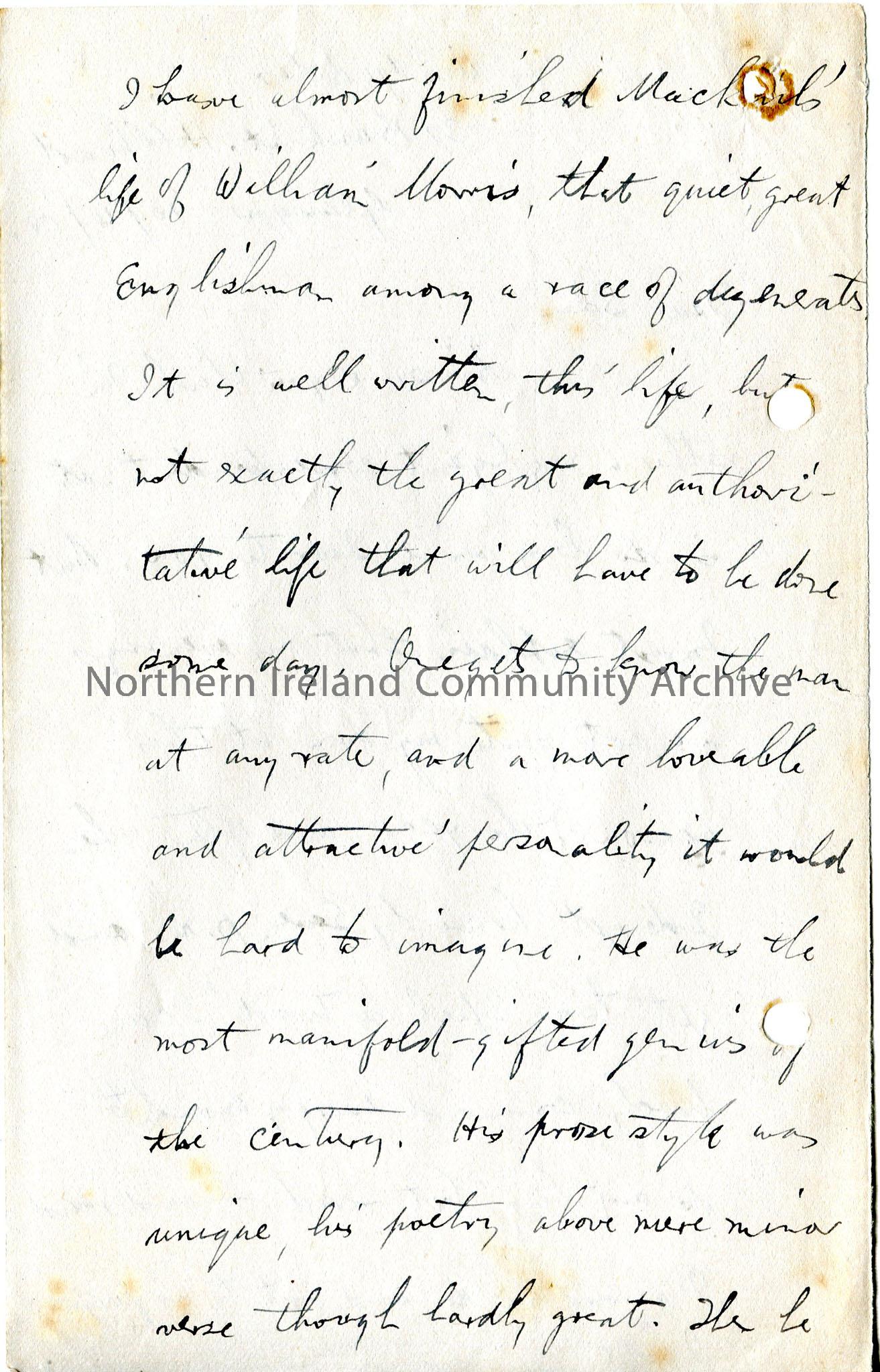 Page 1 of 20 page handwritten letter, on both sides of paper – ends