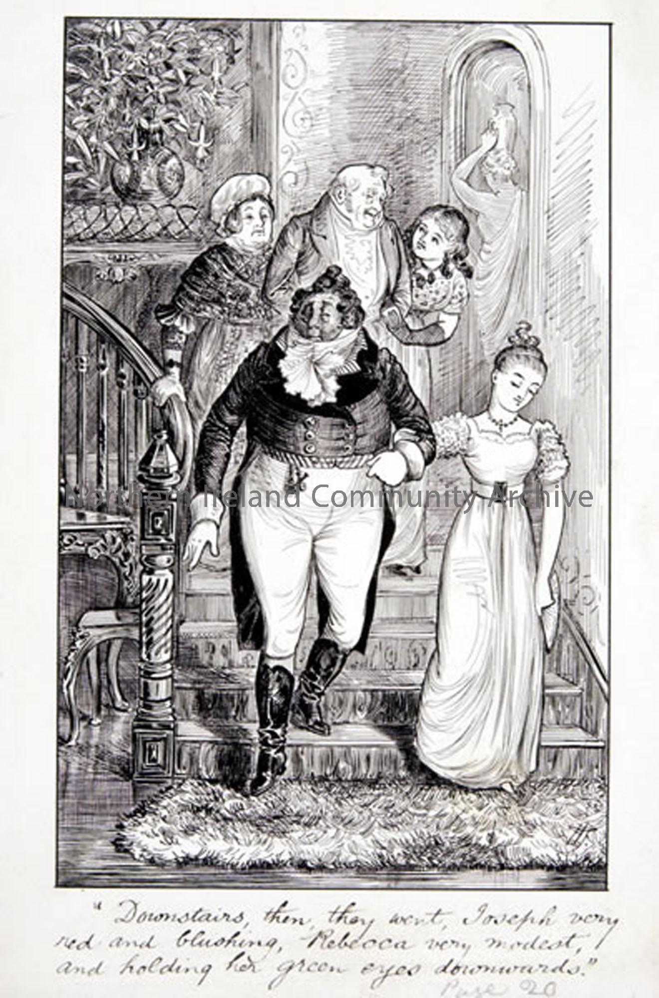 Pen and ink drawing by Hugh Thomson for Vanity Fair by William Makepeace Thackeray
 (6446)