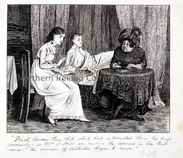 Pen and ink drawing by Hugh Thomson for Vanity Fair by William Makepeace Thackeray (3144)