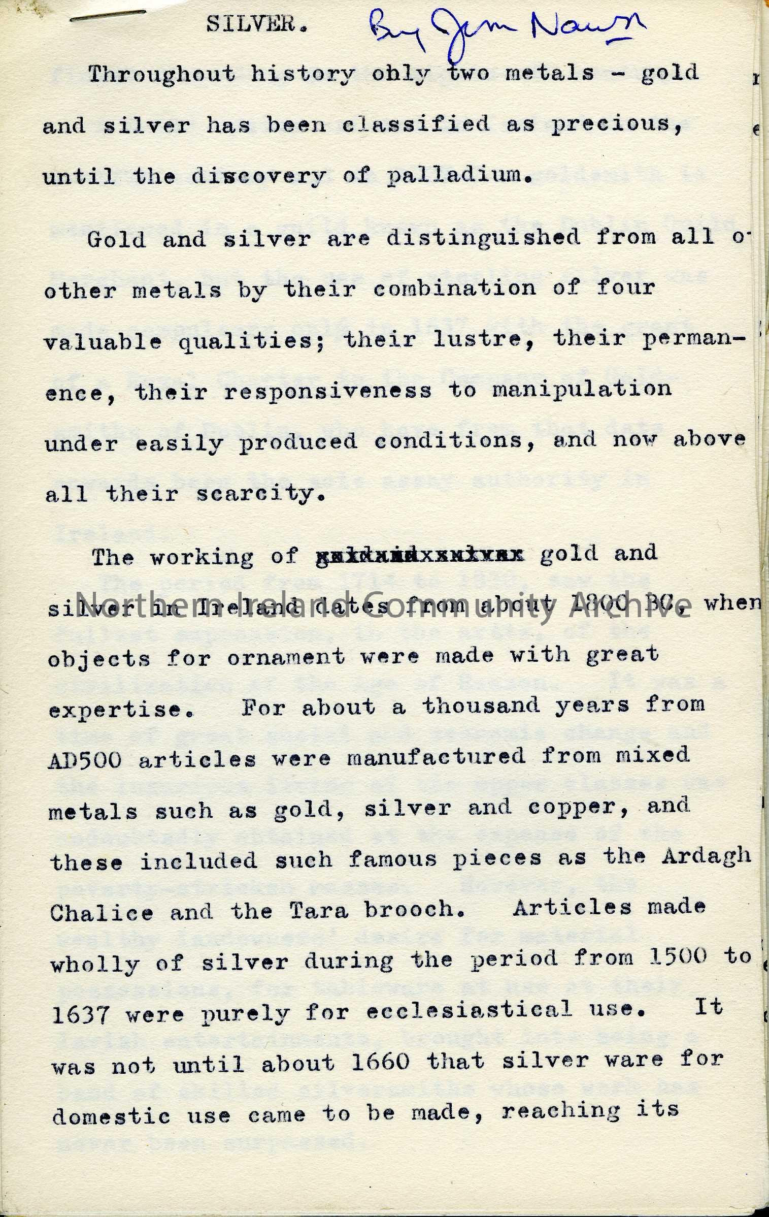 booklet titled, Silver. By Jim Nawn. Details on the silver making process in Ireland (2560)